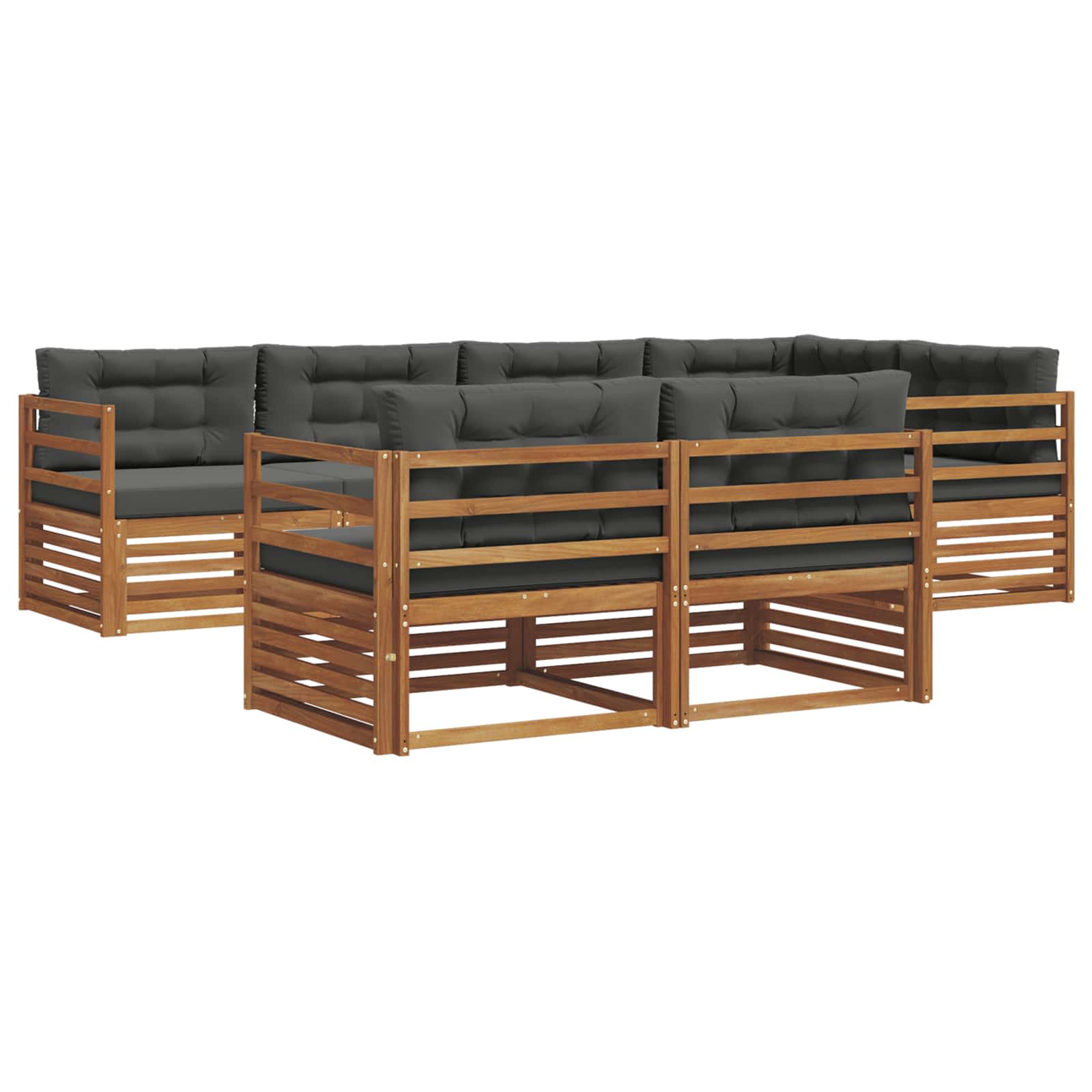 Outdoor-Sofagarnitur 7 stk. Natur und Anthrazit