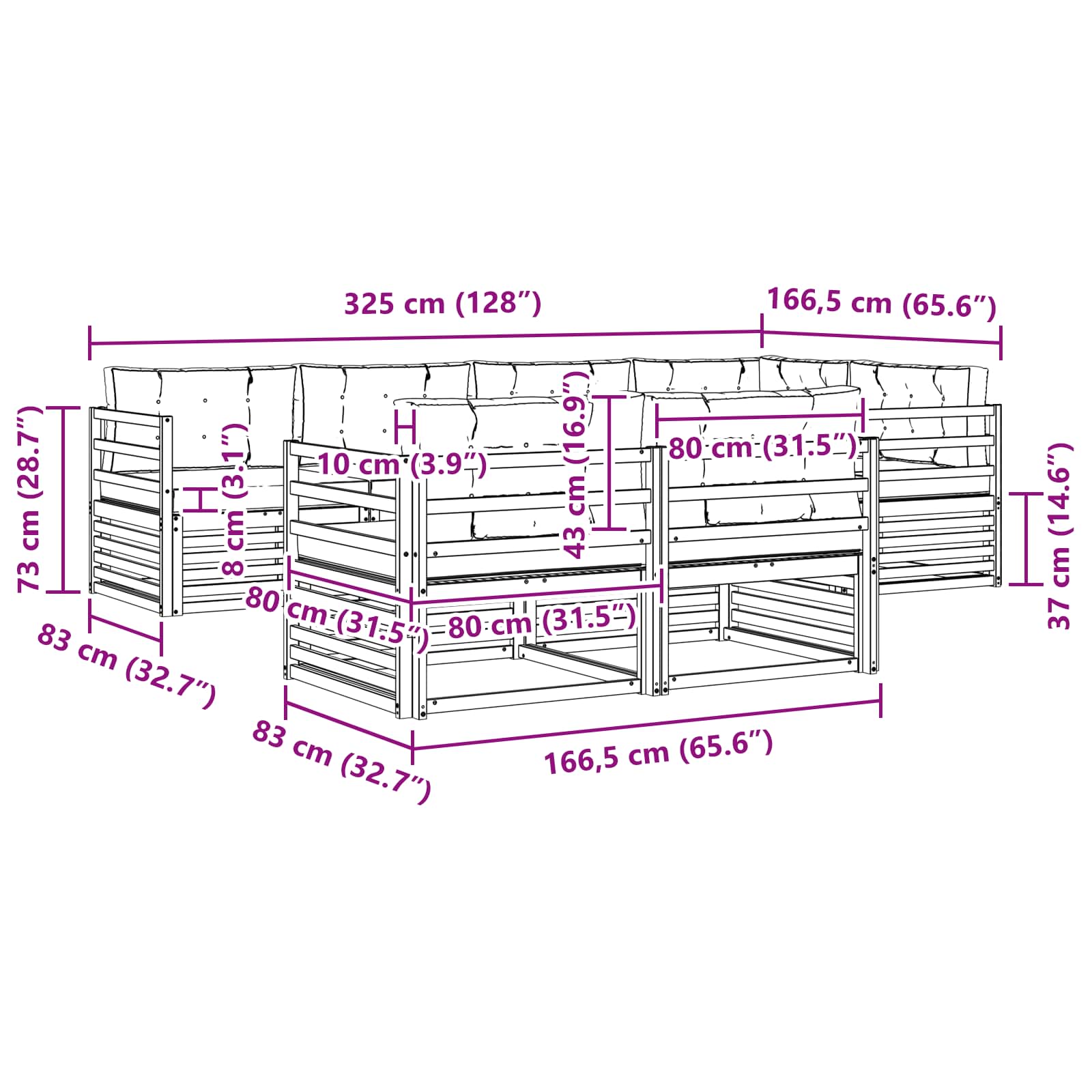 Outdoor-Sofagarnitur 7 stk. Natur und Anthrazit