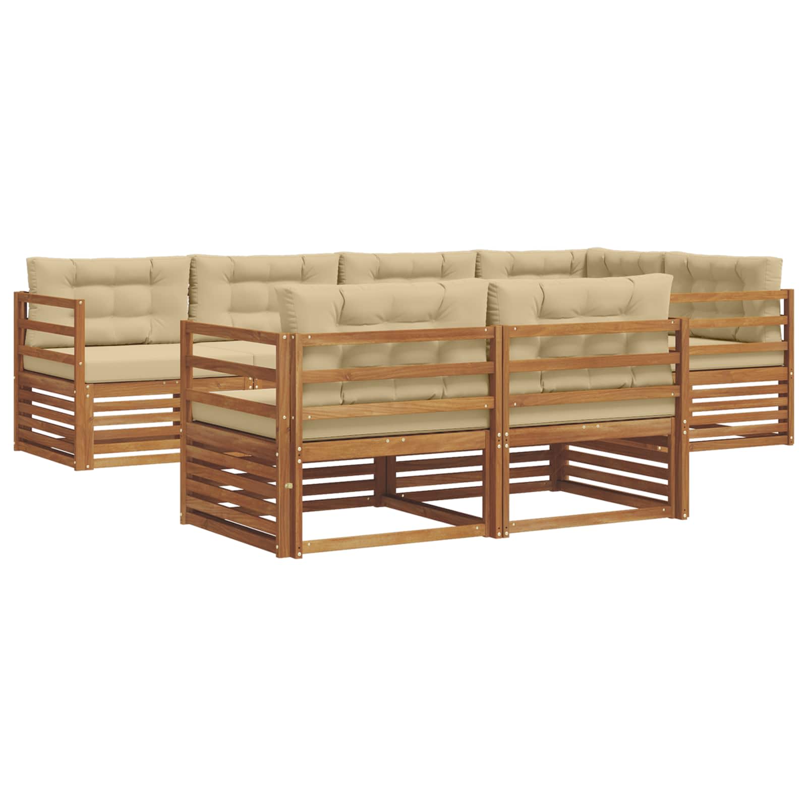 Outdoor-Sofagarnitur mit Kissen 7 pcs Natur und Beige