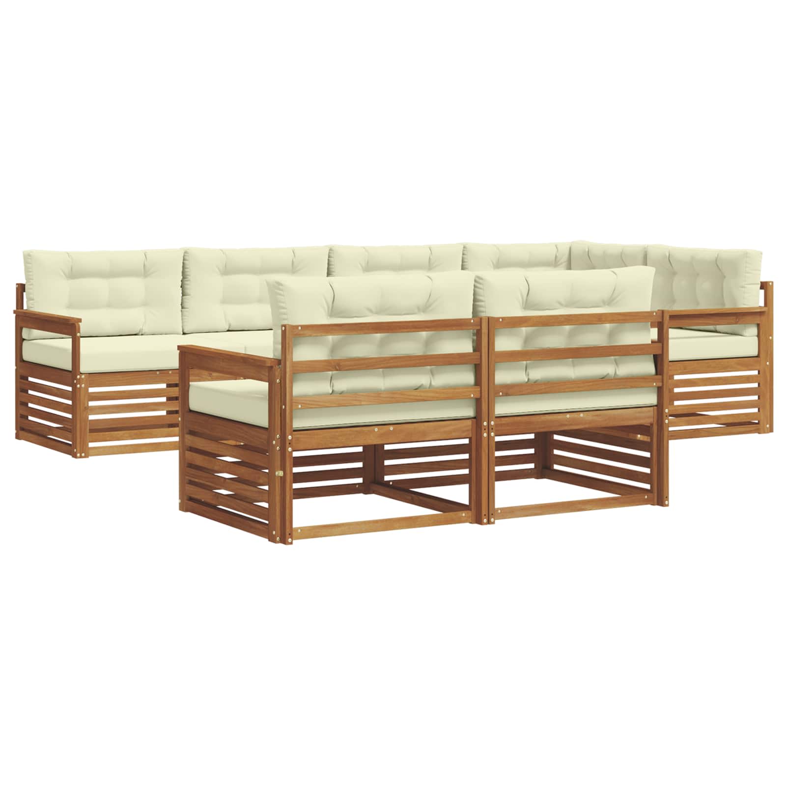Outdoor-Sofagarnitur mit Kissen 7 pcs Natur und Creme