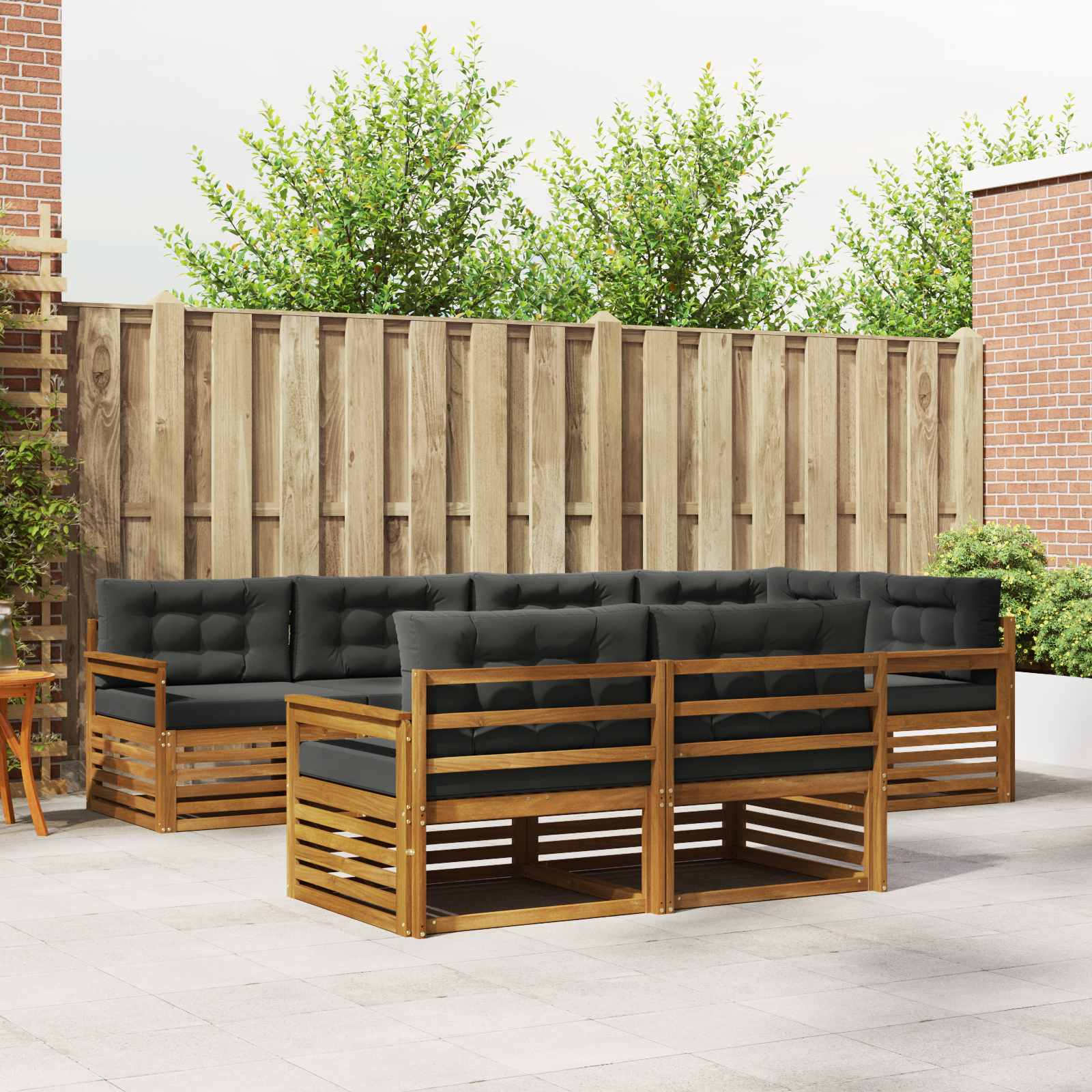 Outdoor-Sofagarnitur 7 stk. Natur und Anthrazit
