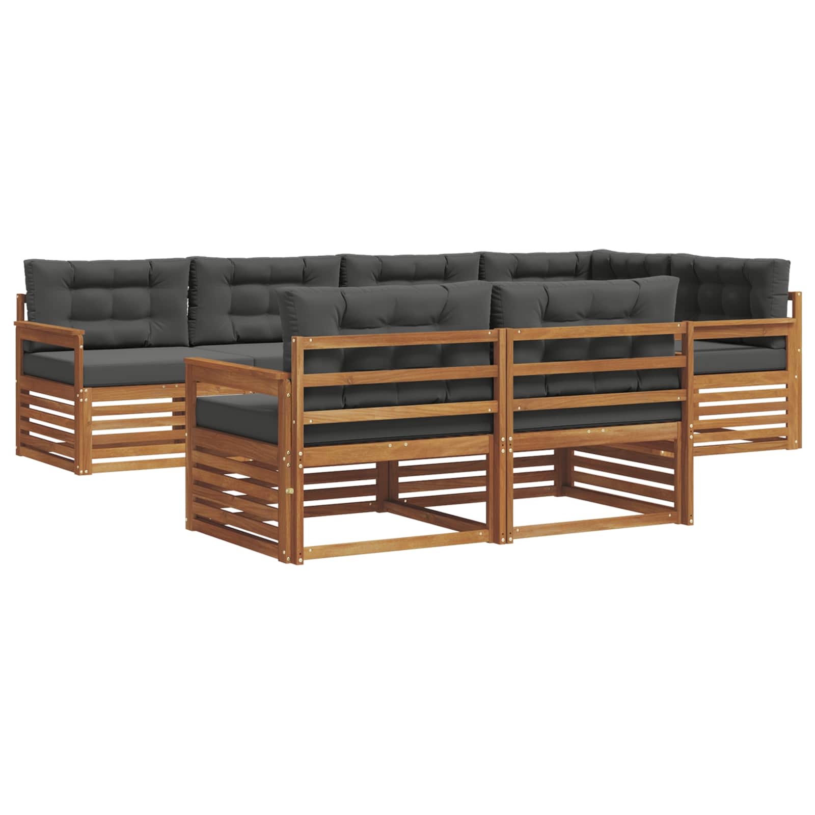 Outdoor-Sofagarnitur 7 stk. Natur und Anthrazit