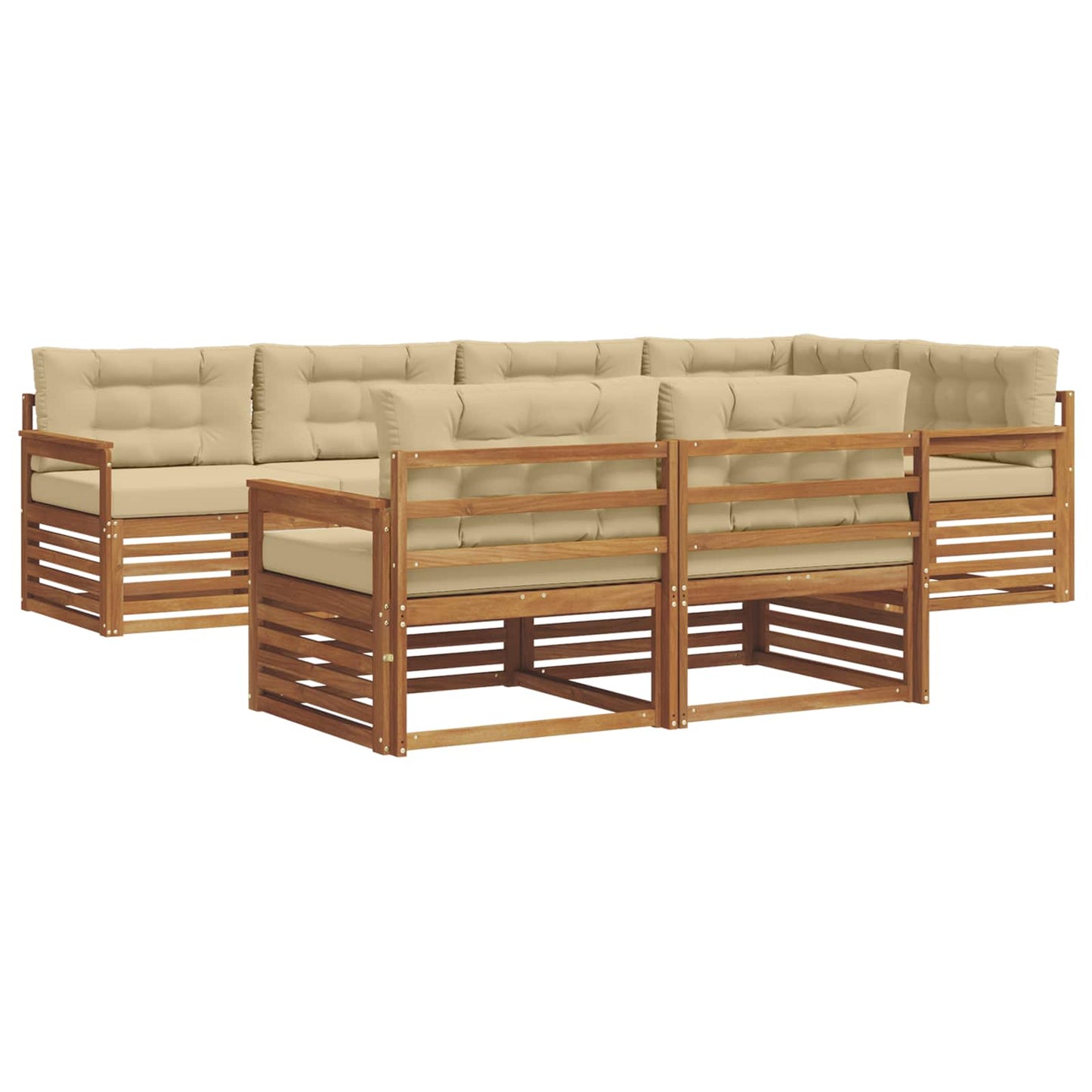 Outdoor-Sofagarnitur mit Kissen 7 pcs Natur und Beige