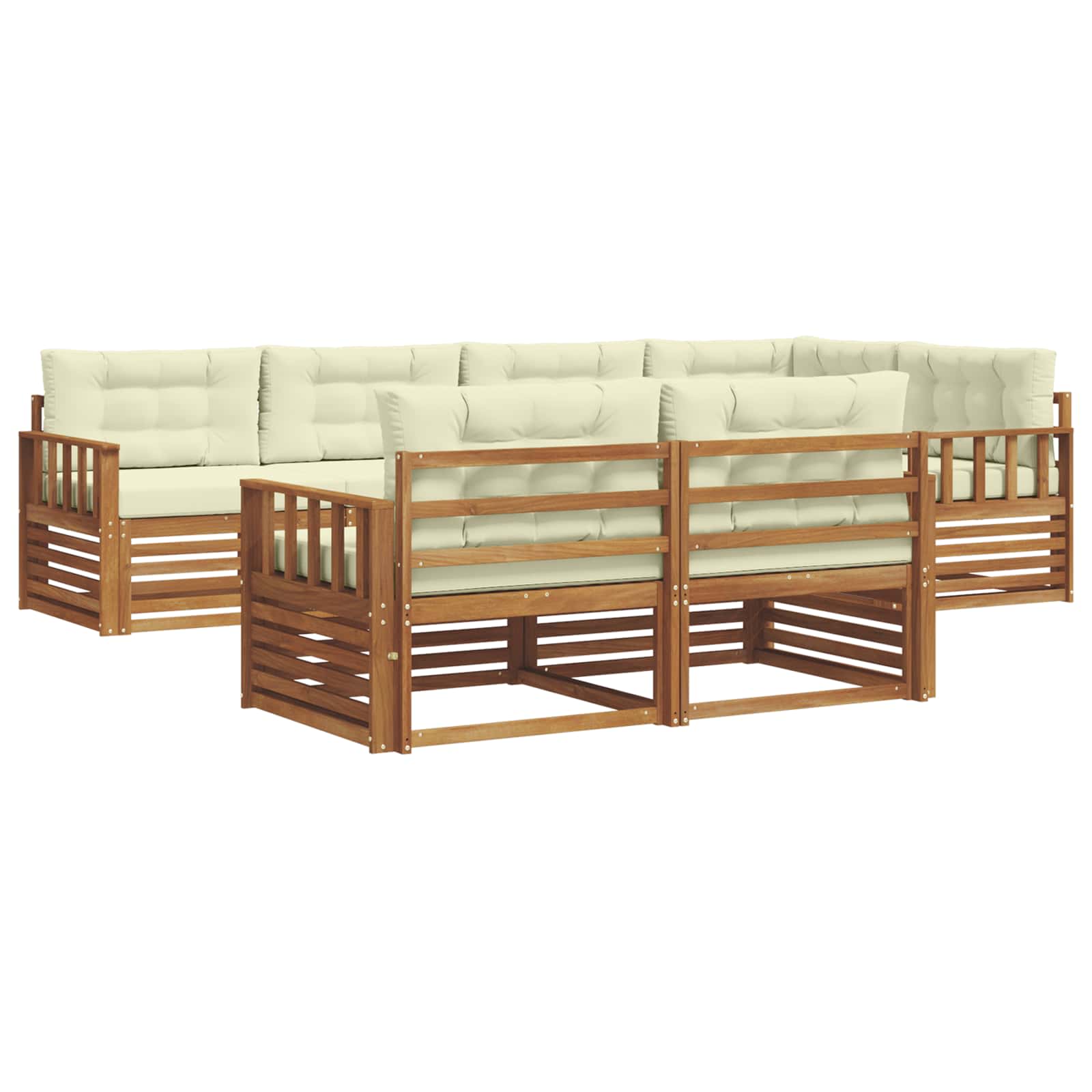 Outdoor-Sofagarnitur 7 stk. Natur und Creme