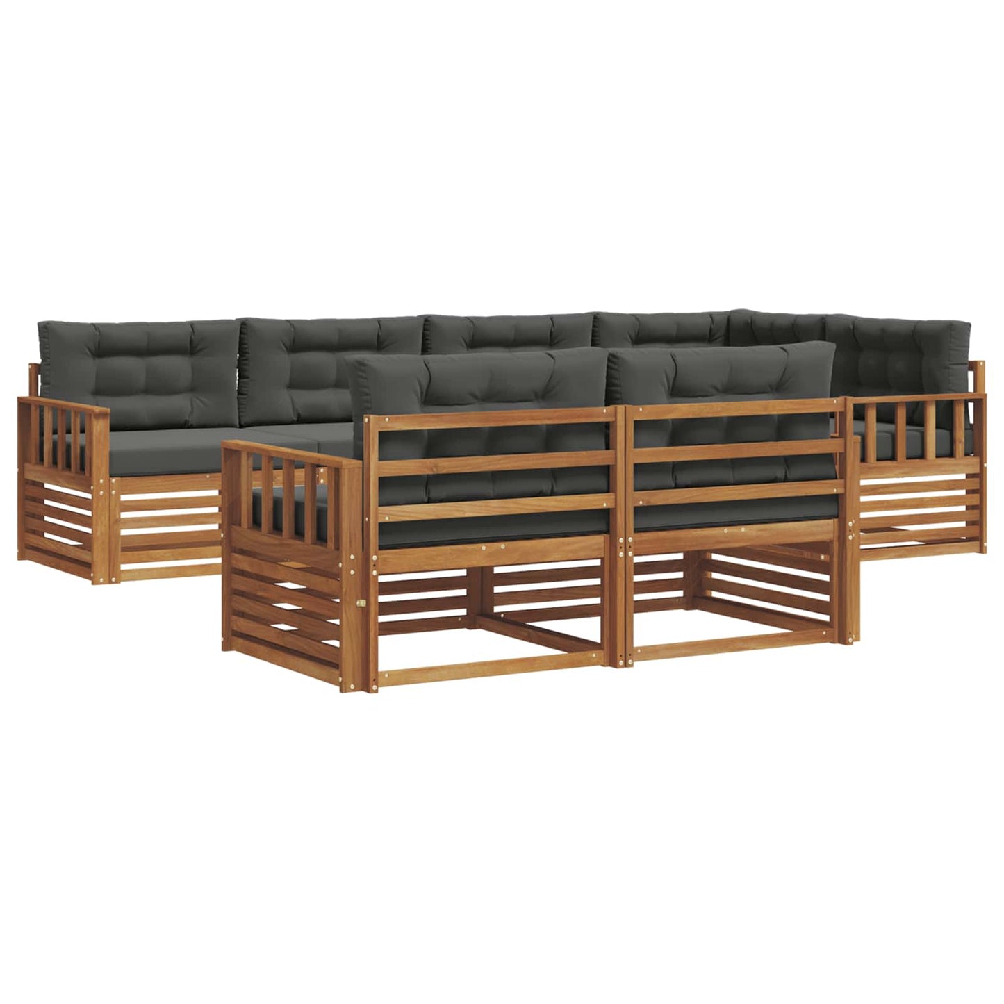 Outdoor-Sofagarnitur mit Kissen 7 pcs Natur und Anthrazit