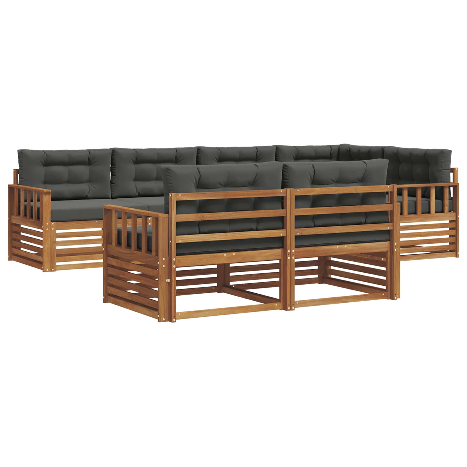 Outdoor-Sofagarnitur mit Kissen 7 pcs Natur und Anthrazit