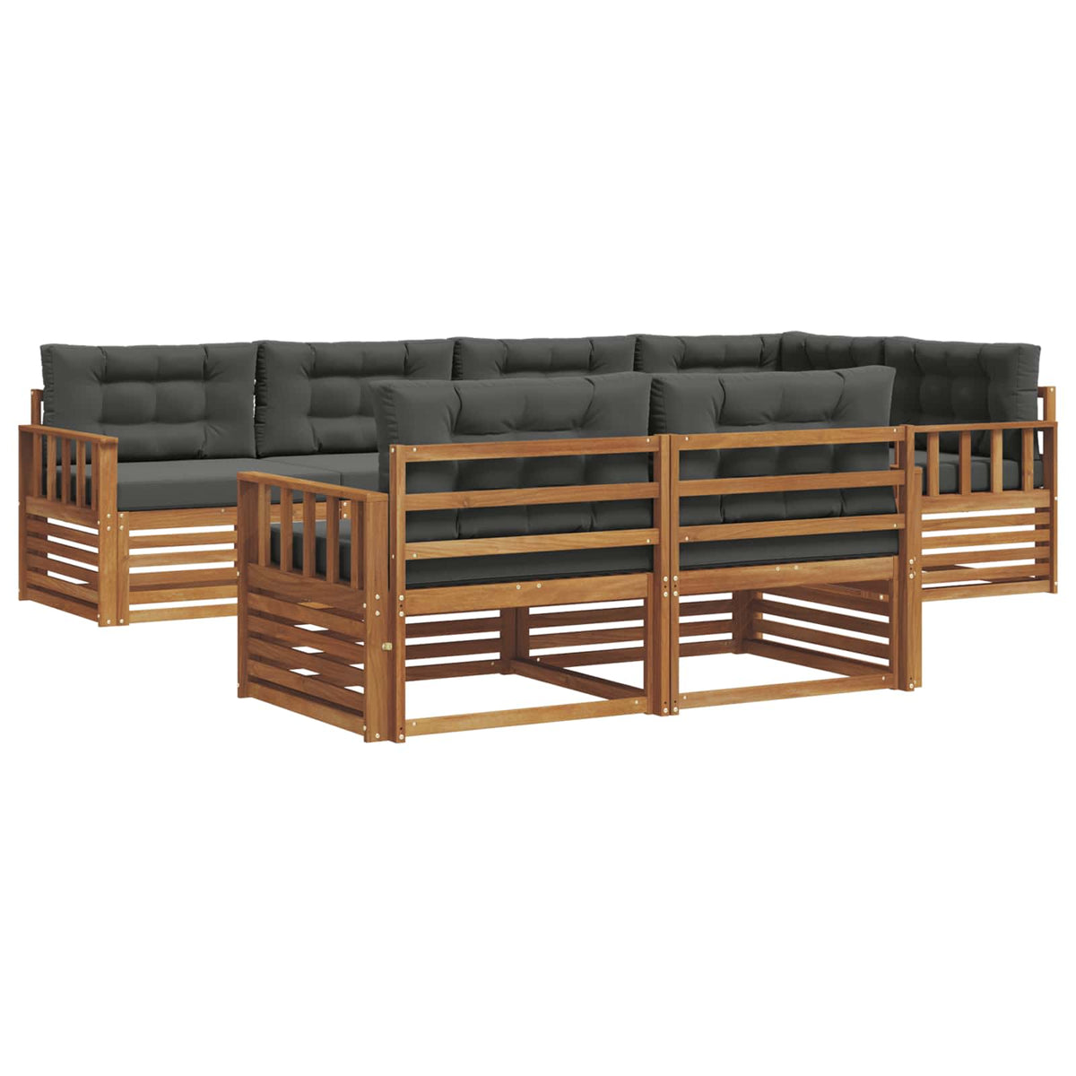 Outdoor-Sofagarnitur 7 stk. Natur und Anthrazit