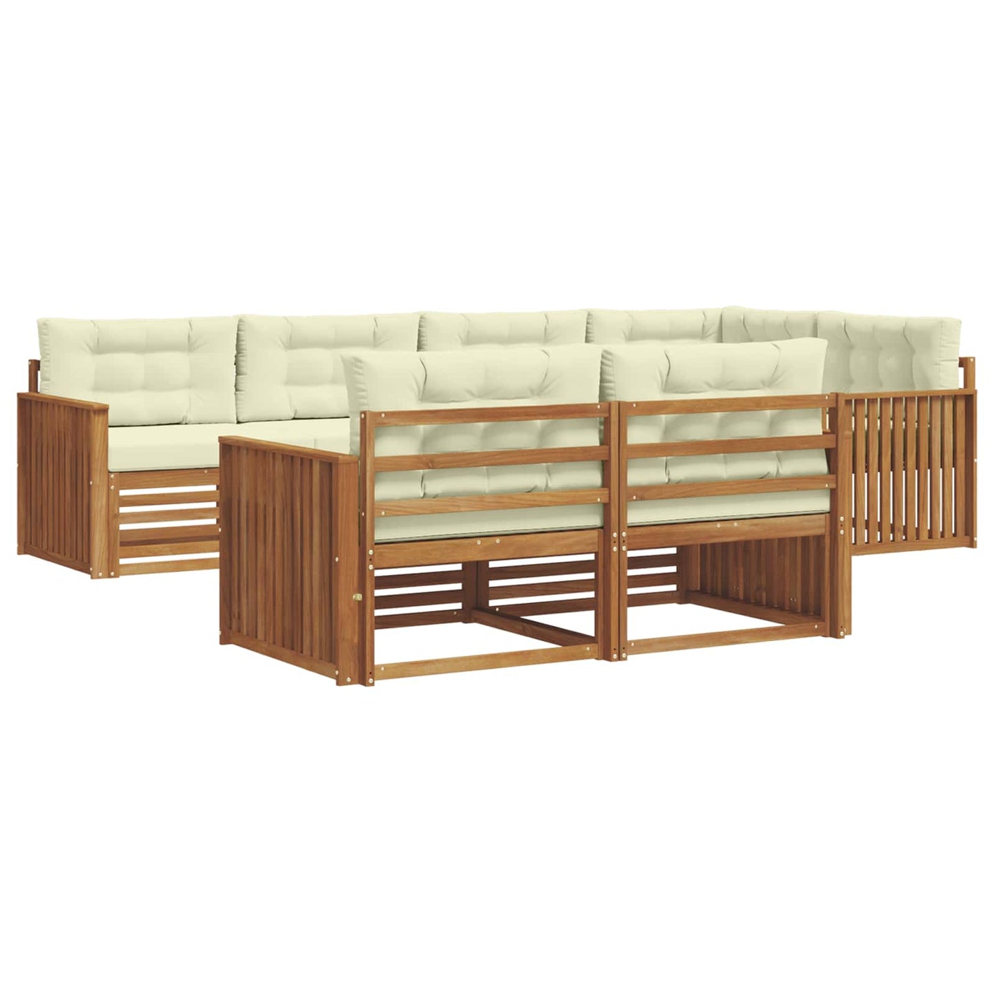Outdoor-Sofagarnitur 7 stk. Natur und Creme