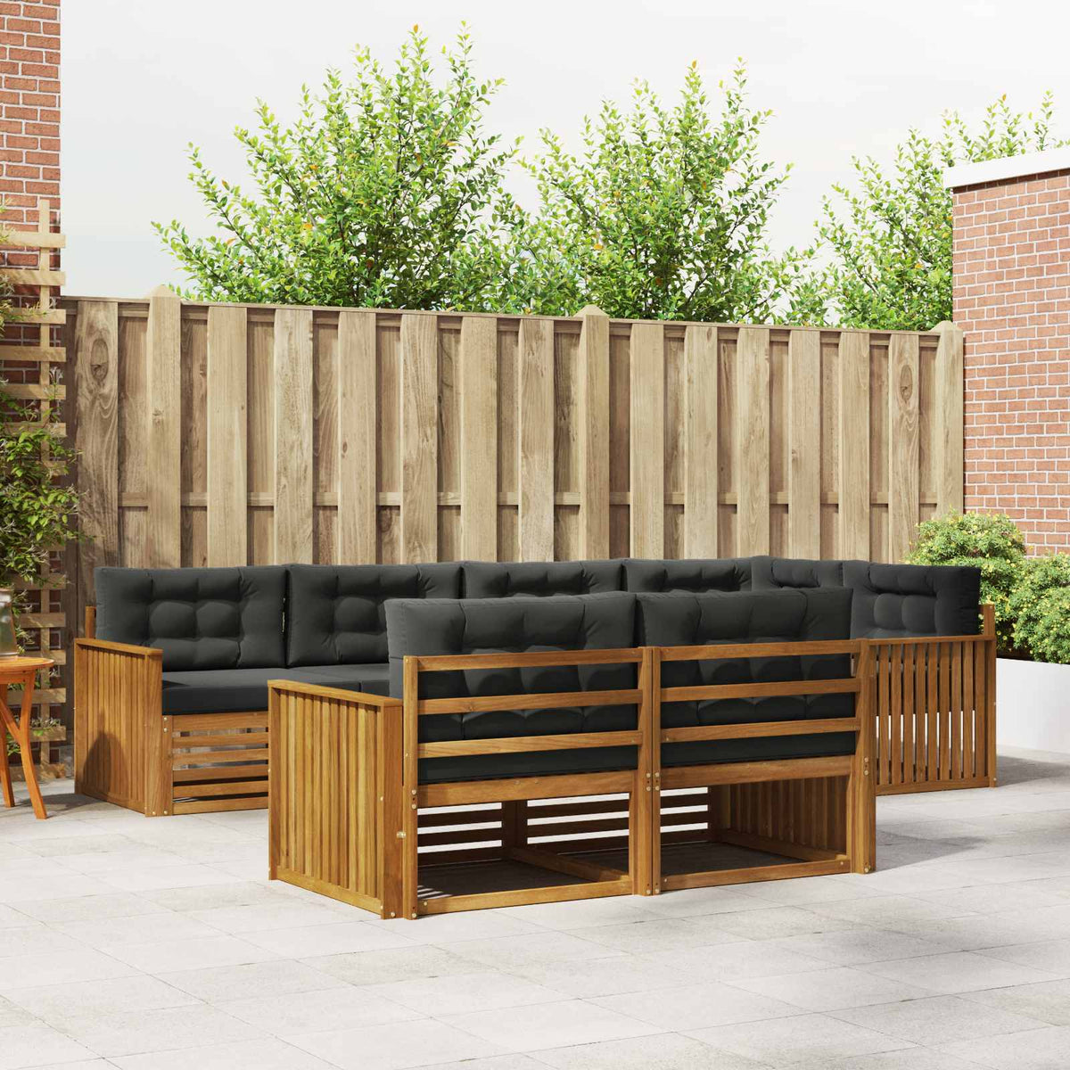 Outdoor-Sofagarnitur 7 stk. Natur und Anthrazit