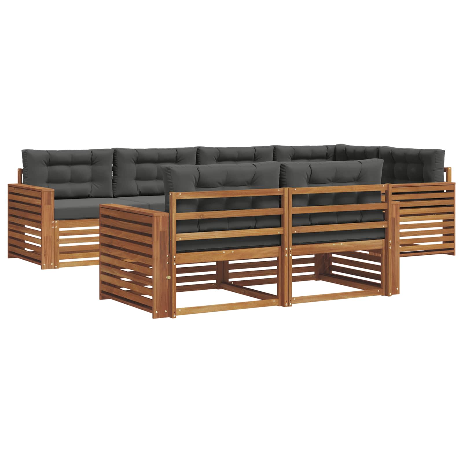 Outdoor-Sofagarnitur mit Kissen 7 pcs Natur und Anthrazit