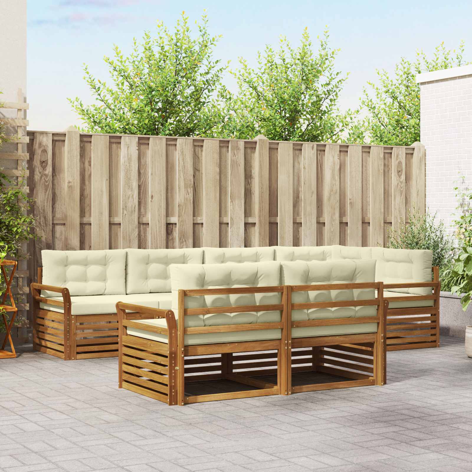 Outdoor-Sofagarnitur mit Kissen 7 pcs Natur und Creme