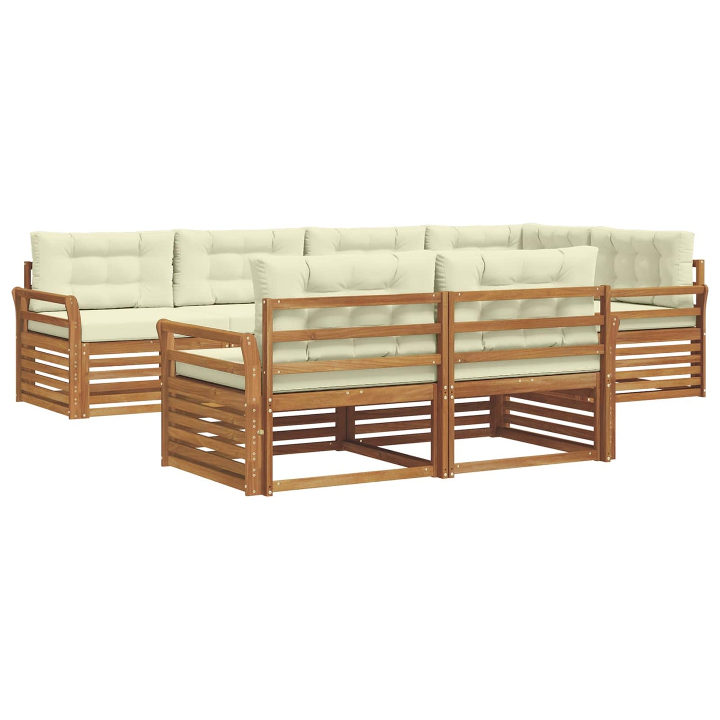Outdoor-Sofagarnitur mit Kissen 7 pcs Natur und Creme