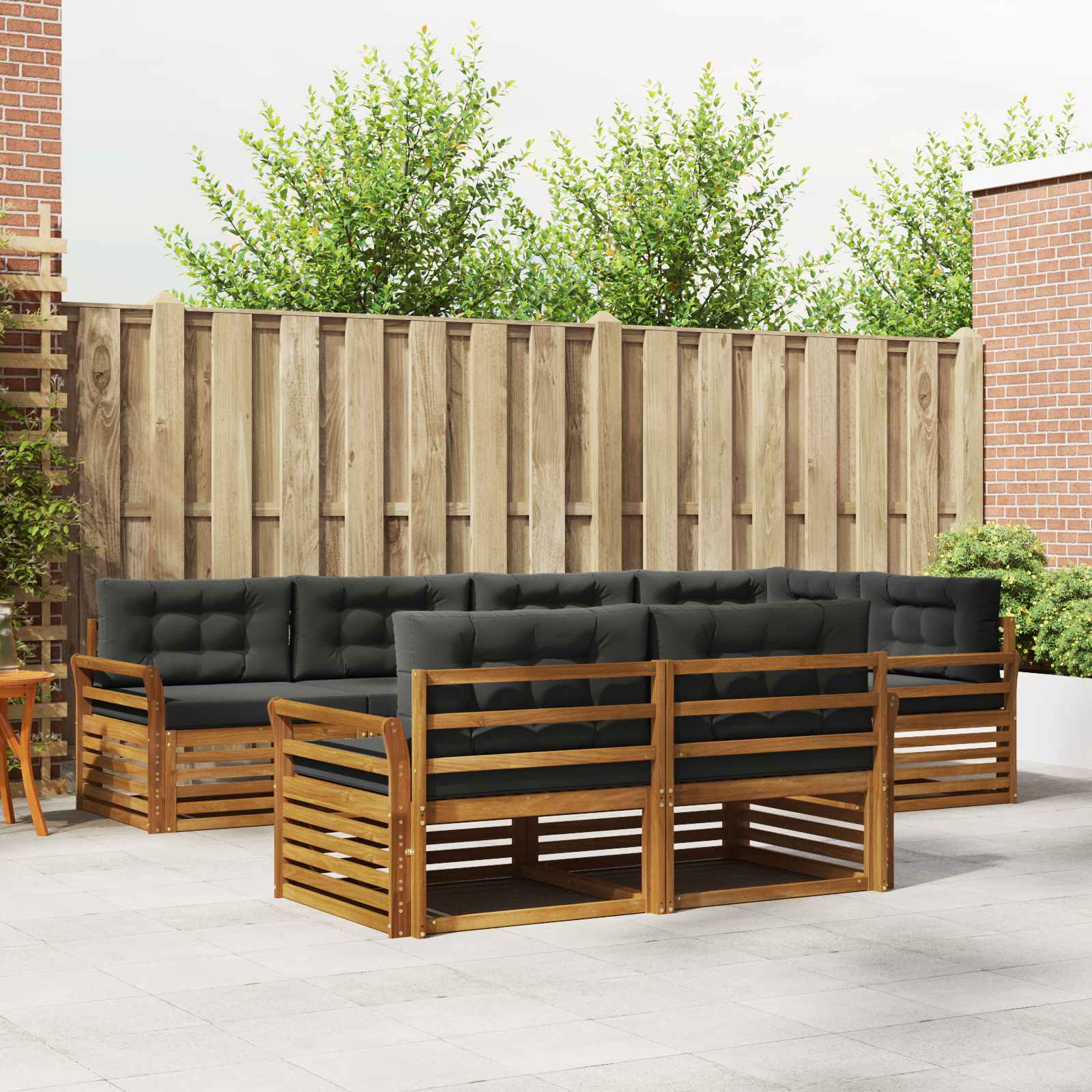 Outdoor-Sofagarnitur 7 stk. Natur und Anthrazit