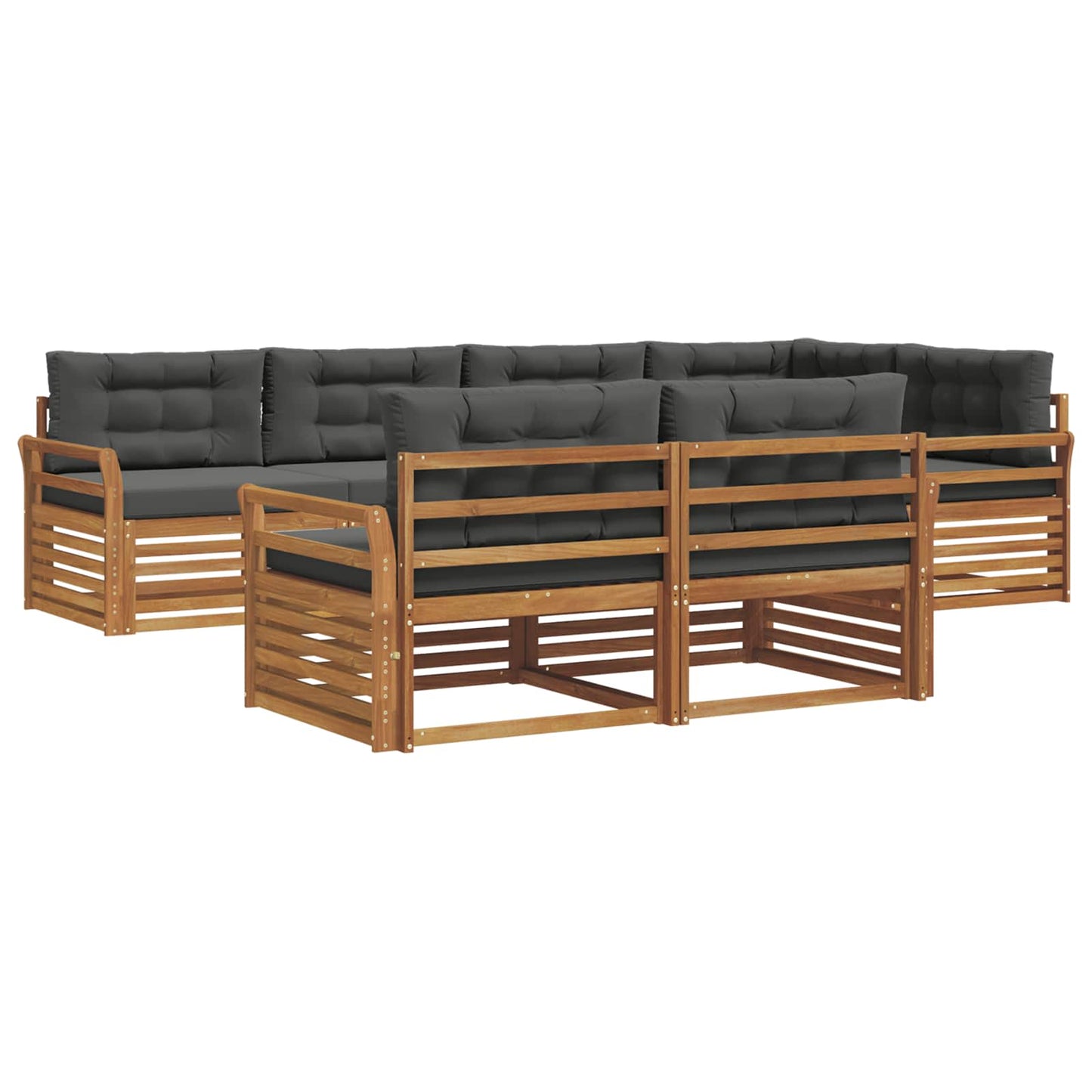 Outdoor-Sofagarnitur 7 stk. Natur und Anthrazit