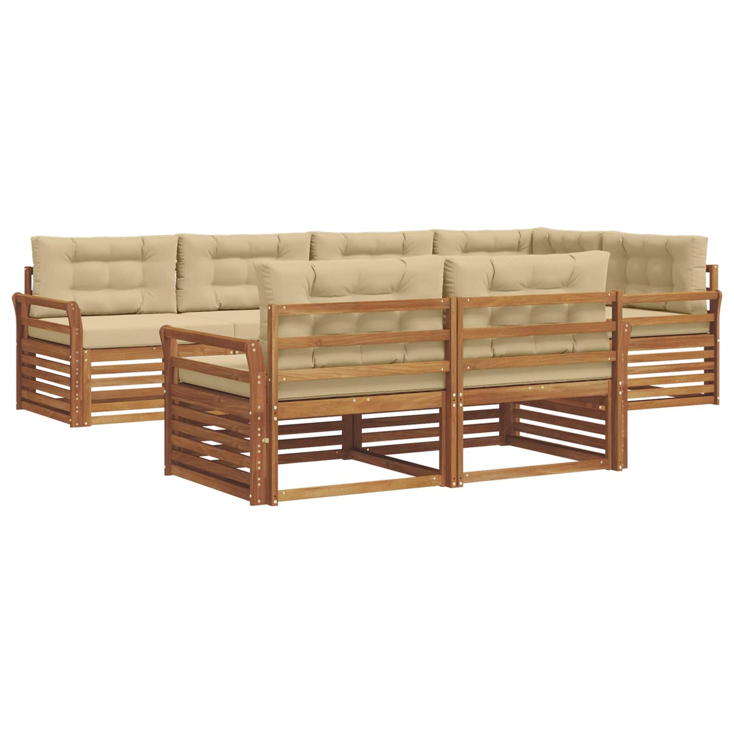 Outdoor-Sofagarnitur mit Kissen 7 pcs Natur und Beige