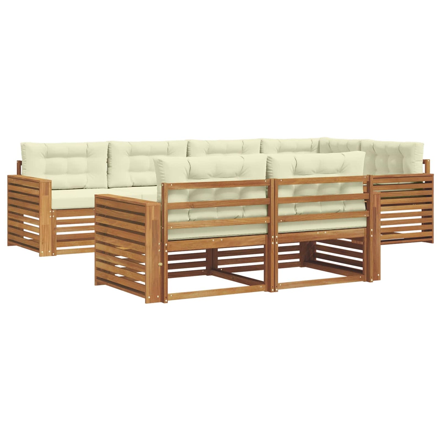 Outdoor-Sofagarnitur 7 stk. Natur und Creme