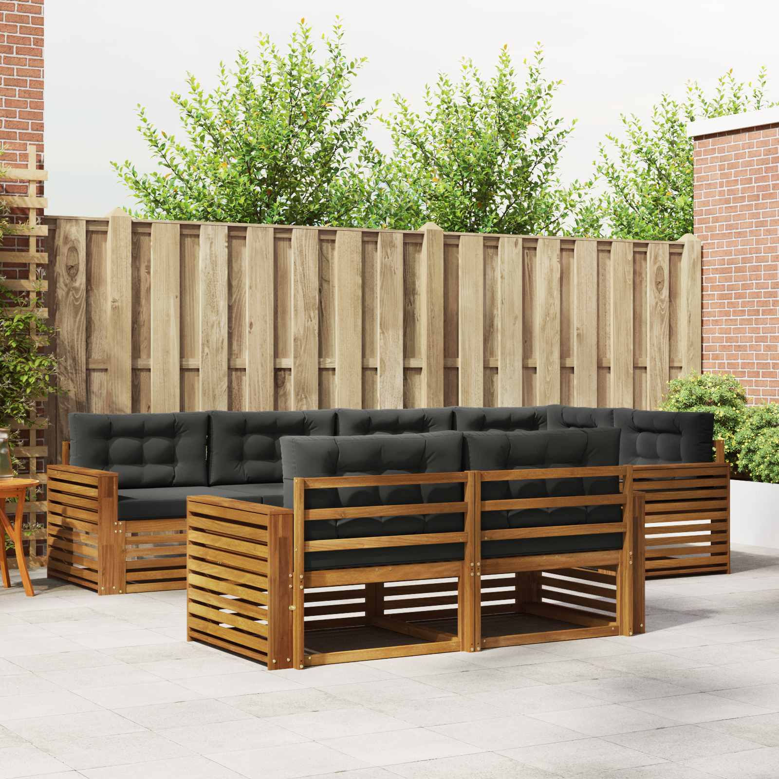Outdoor-Sofagarnitur 7 stk. Natur und Anthrazit