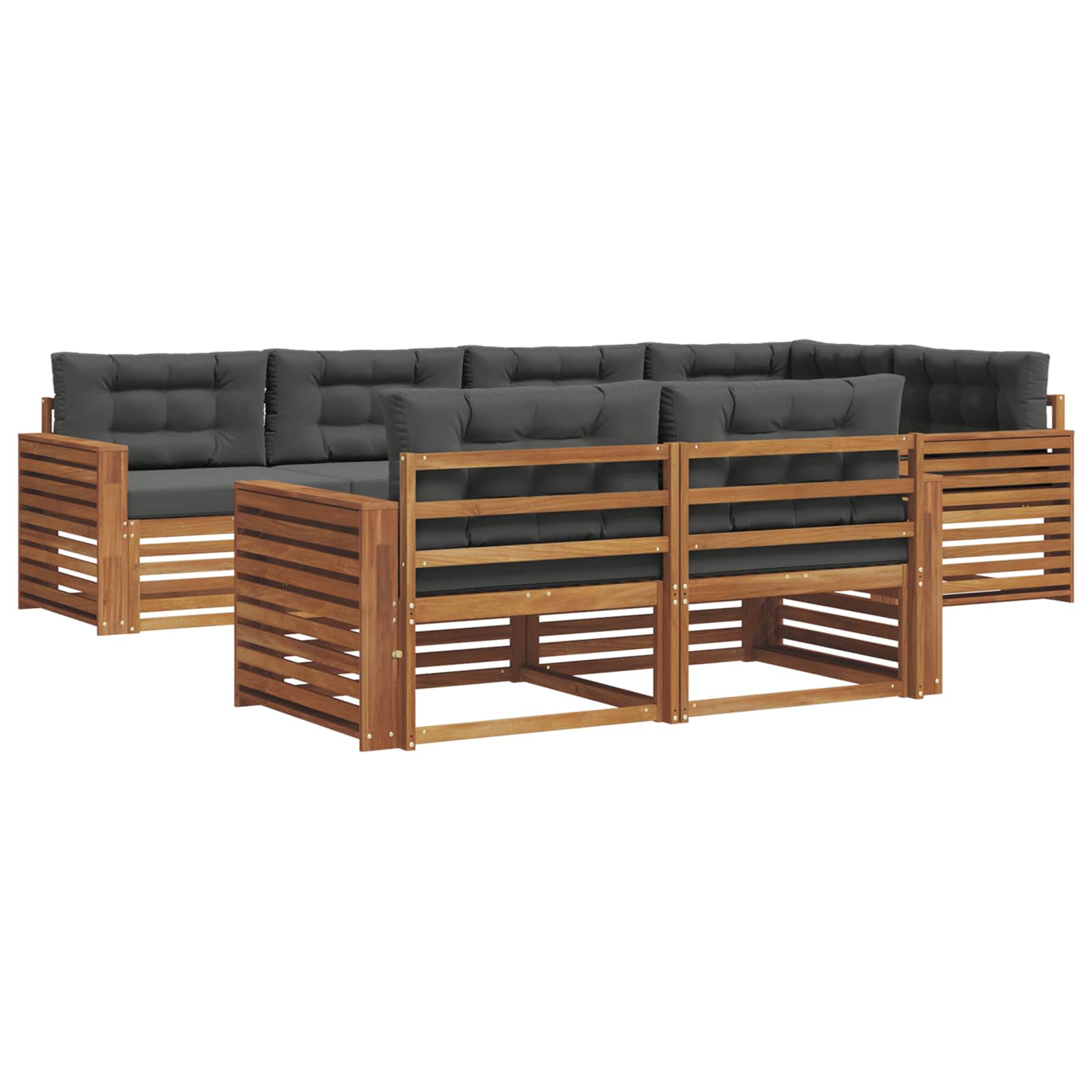 Outdoor-Sofagarnitur 7 stk. Natur und Anthrazit