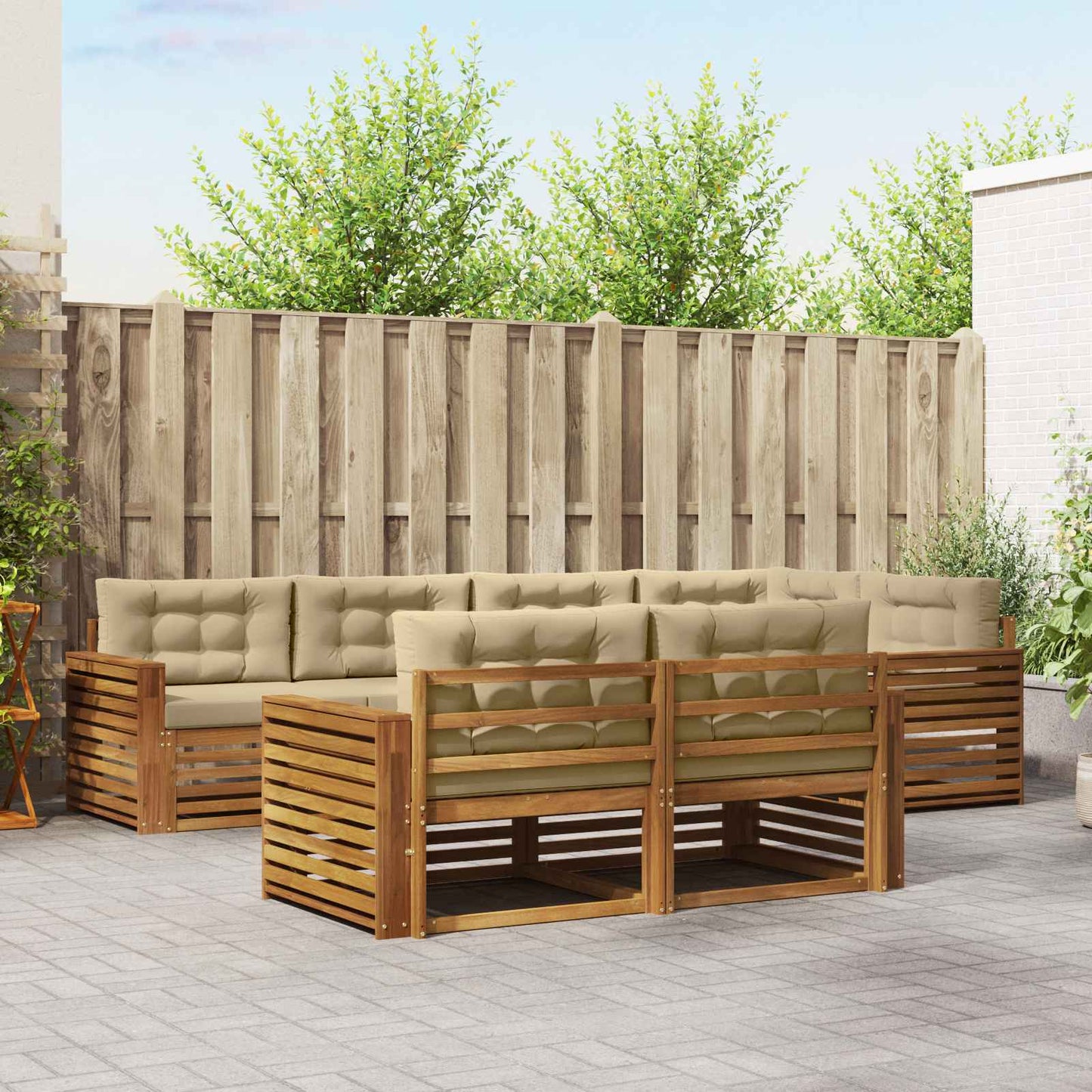 Outdoor-Sofagarnitur 7 stk. Natur und Beige