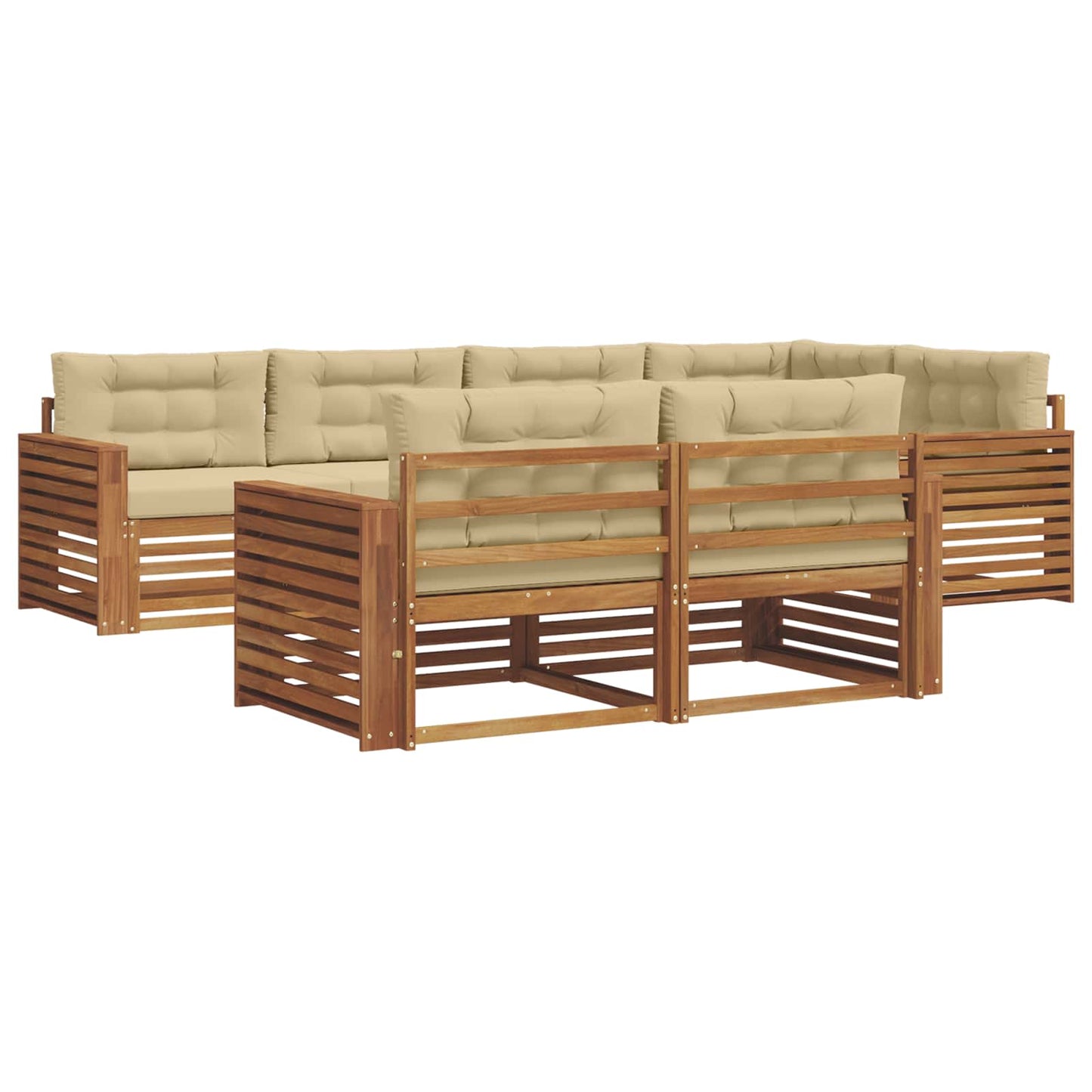 Outdoor-Sofagarnitur 7 stk. Natur und Beige