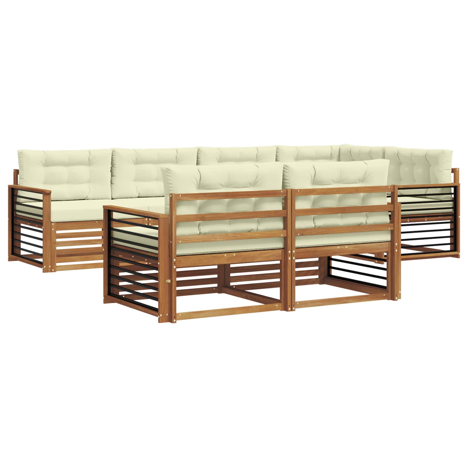 Outdoor-Sofagarnitur 7 stk. Natur und Creme