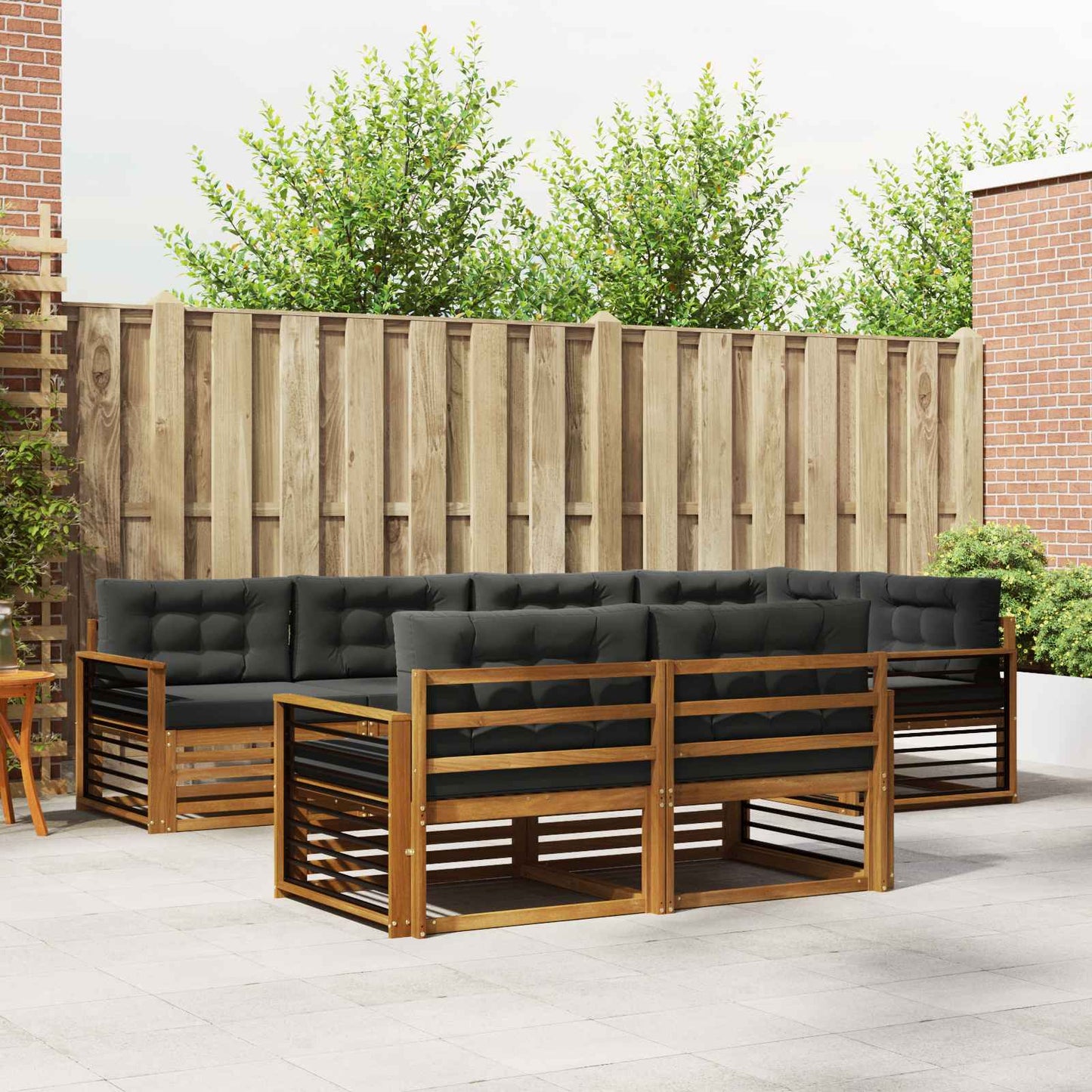 Outdoor-Sofagarnitur 7 stk. Natur und Anthrazit
