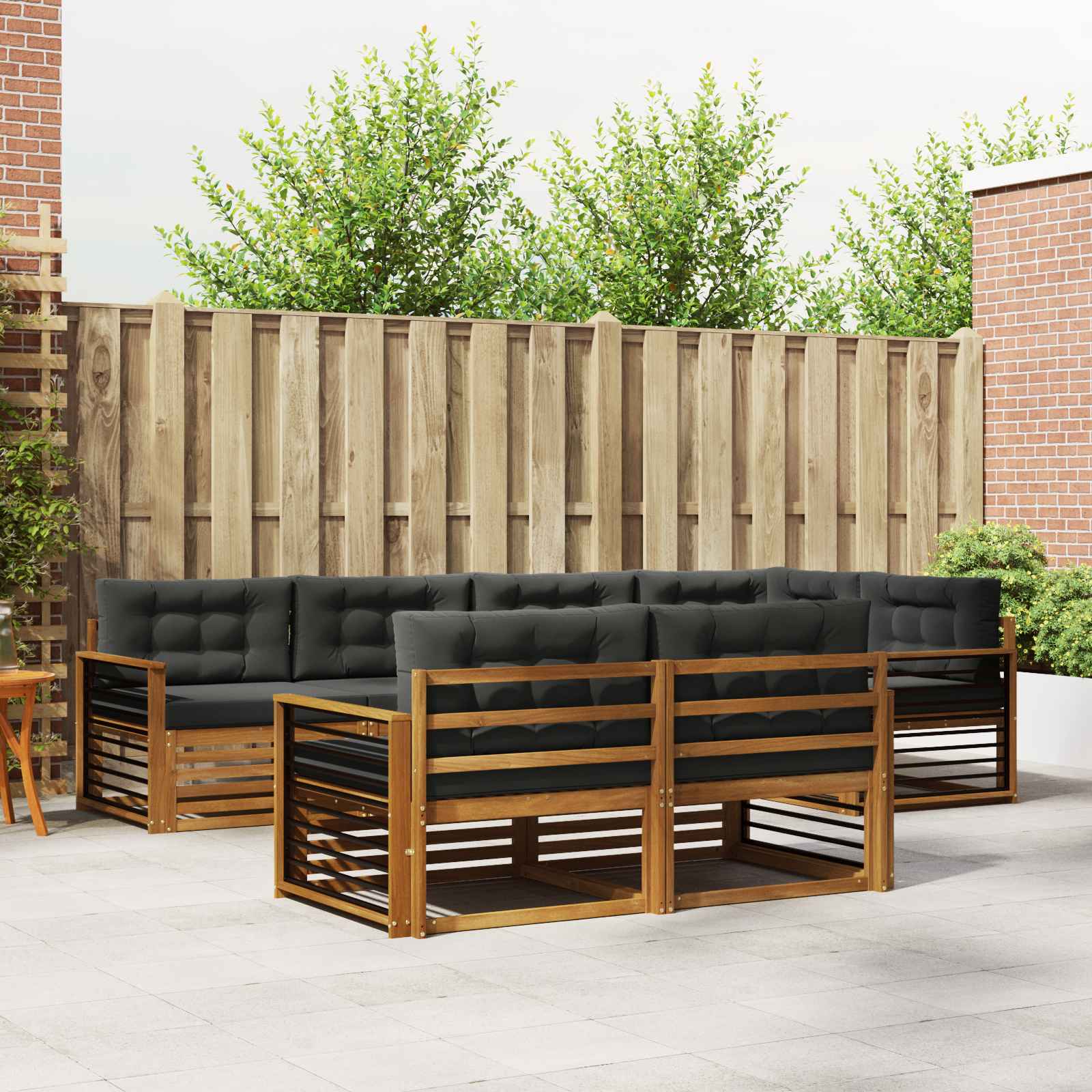 Outdoor-Sofagarnitur 7 stk. Natur und Anthrazit