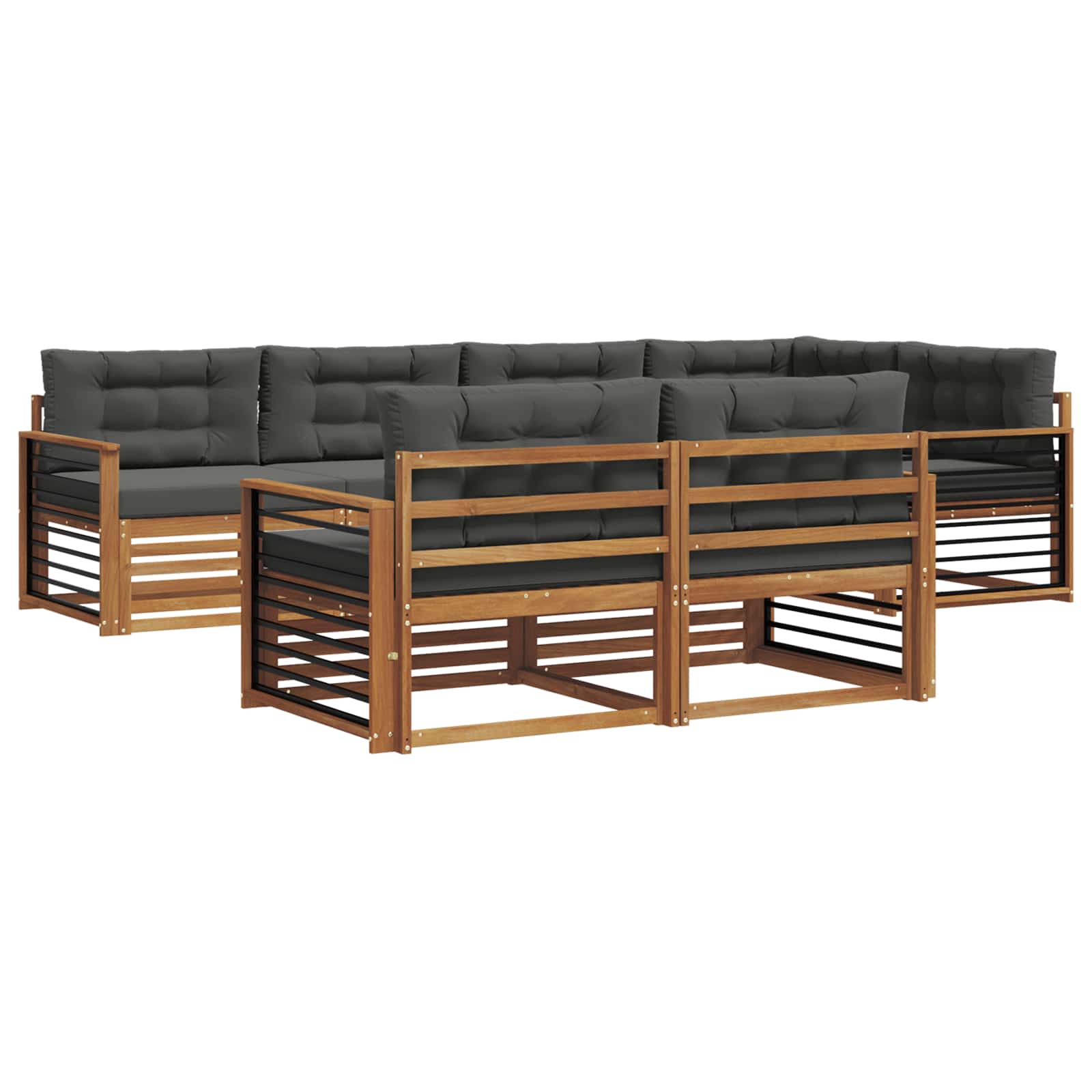 Outdoor-Sofagarnitur 7 stk. Natur und Anthrazit