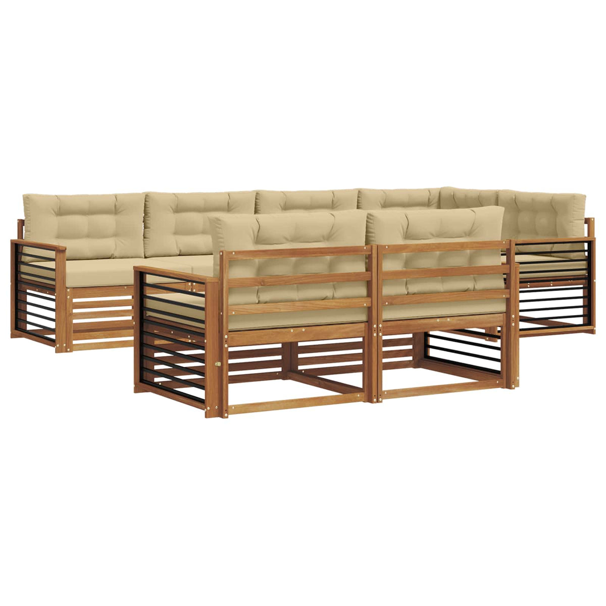 Outdoor-Sofagarnitur 7 stk. Natur und Beige