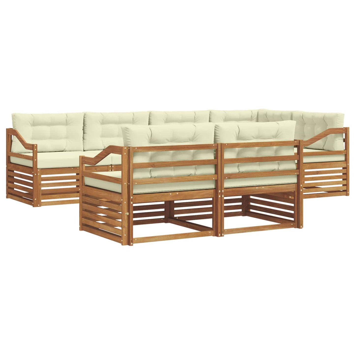 Outdoor-Sofagarnitur 7 stk. Natur und Creme