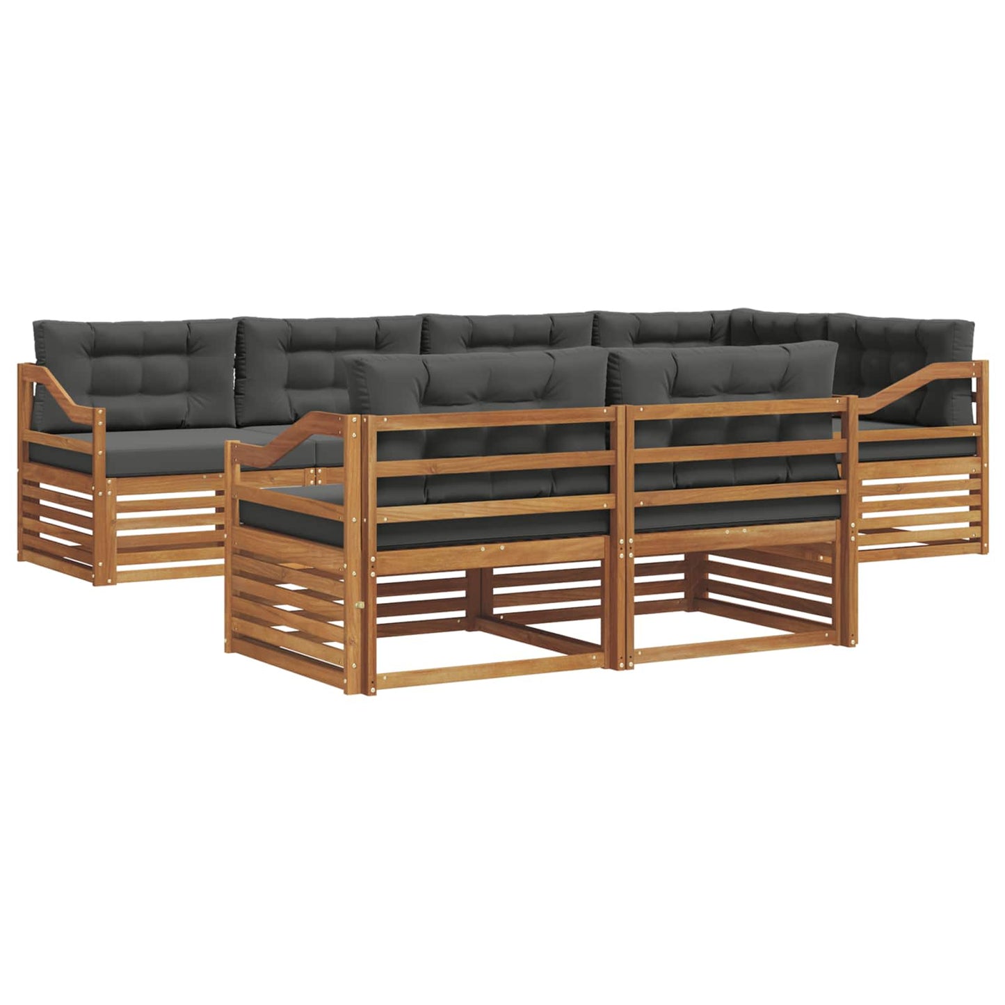 Outdoor-Sofagarnitur mit Kissen 7 pcs Natur und Anthrazit