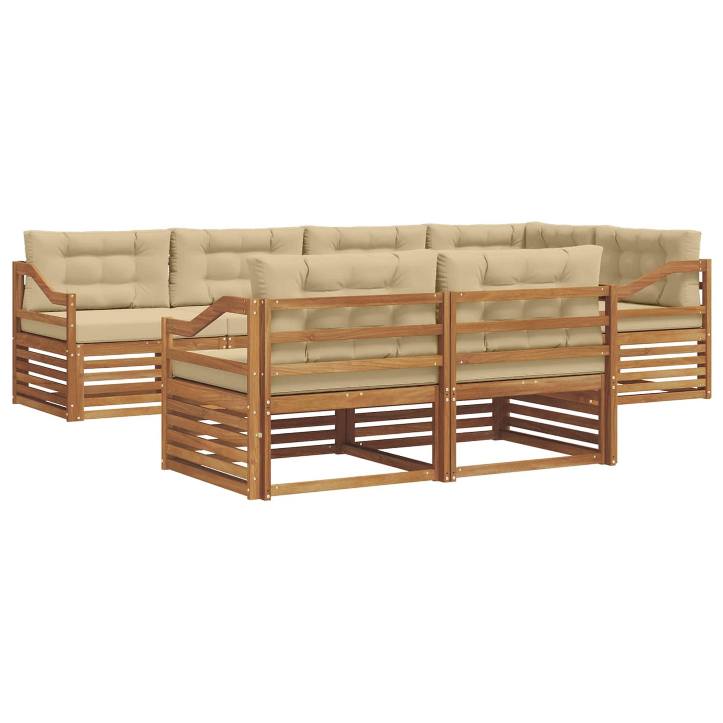 Outdoor-Sofagarnitur mit Kissen 7 pcs Natur und Beige