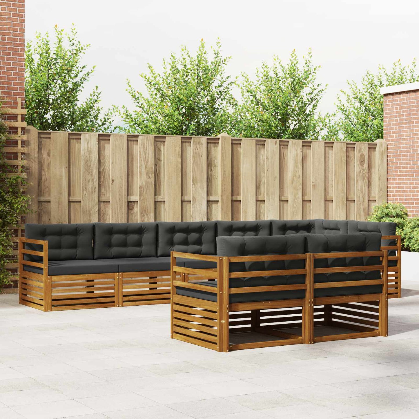 Outdoor-Sofagarnitur 8 stk. Natur und Anthrazit
