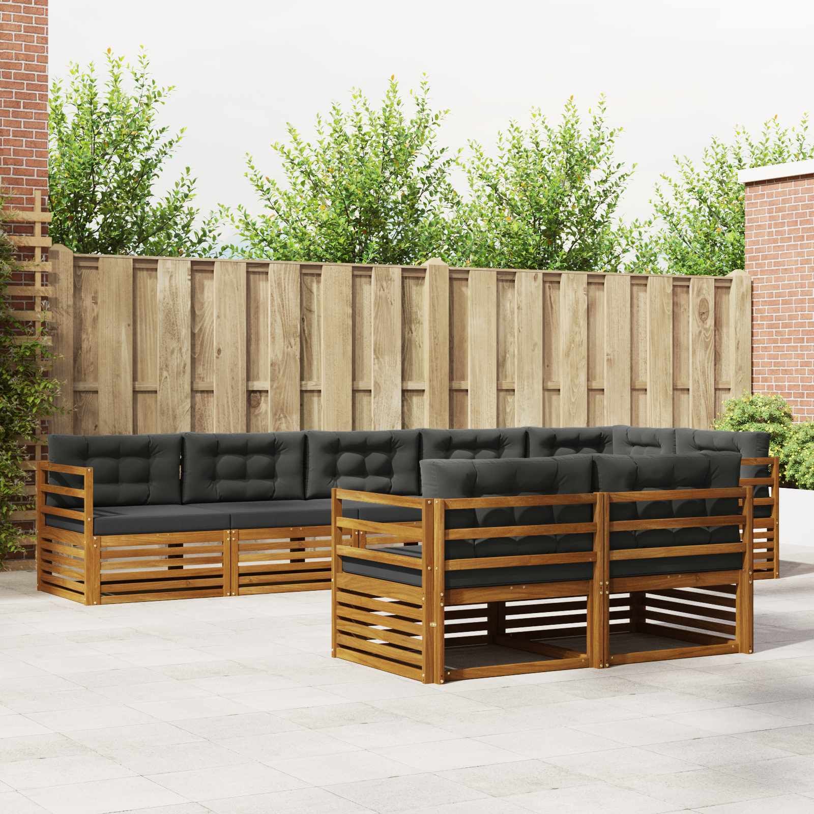 Outdoor-Sofagarnitur 8 stk. Natur und Anthrazit