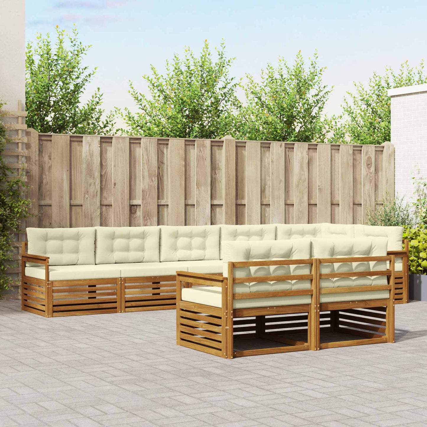 Outdoor-Sofagarnitur mit Kissen 8 pcs Natur und Creme
