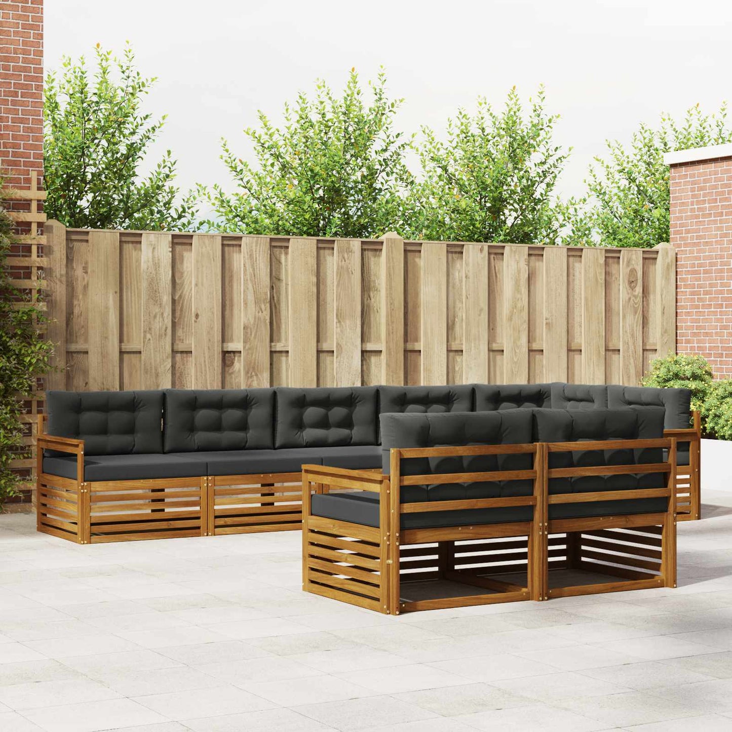 Outdoor-Sofagarnitur 8 stk. Natur und Anthrazit
