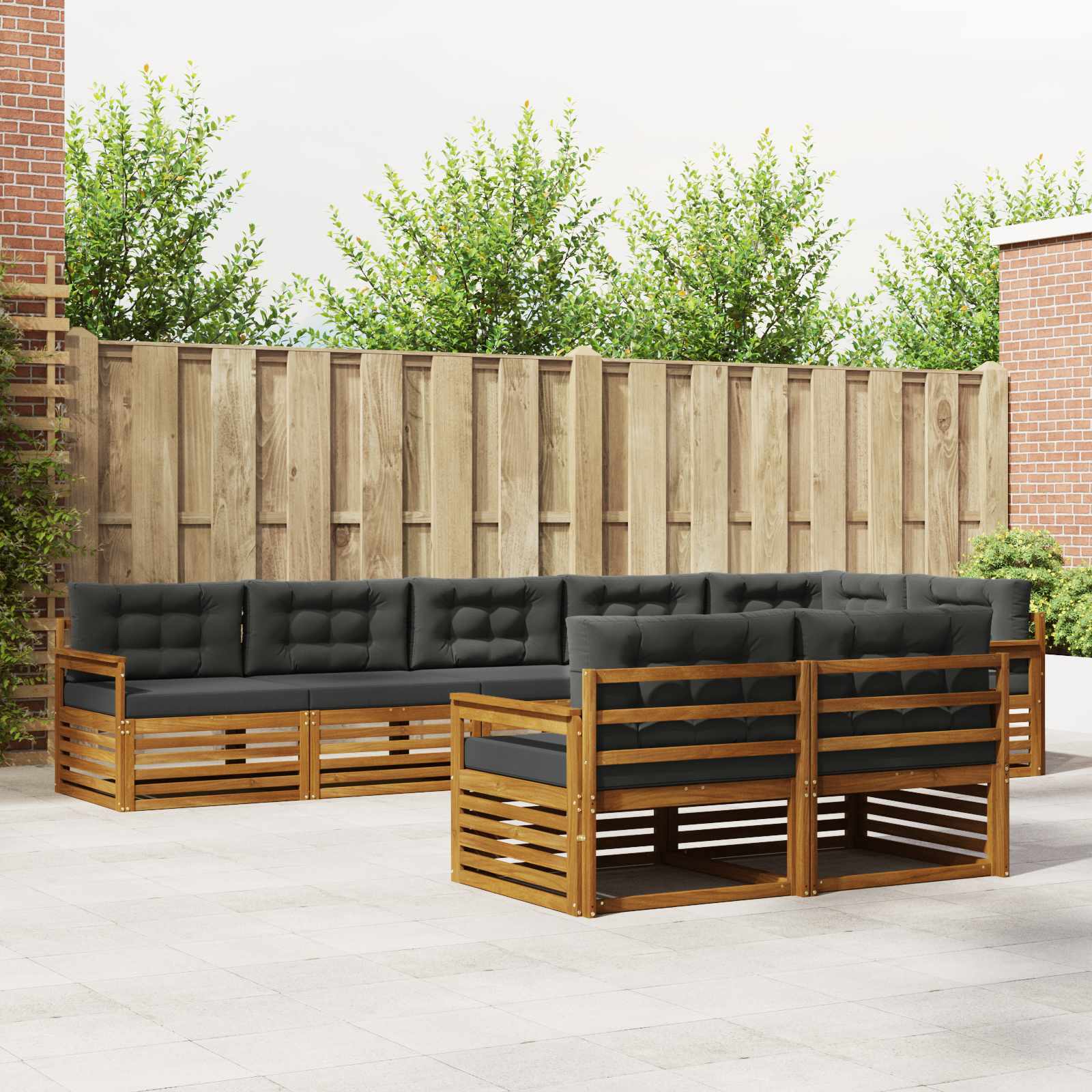 Outdoor-Sofagarnitur 8 stk. Natur und Anthrazit