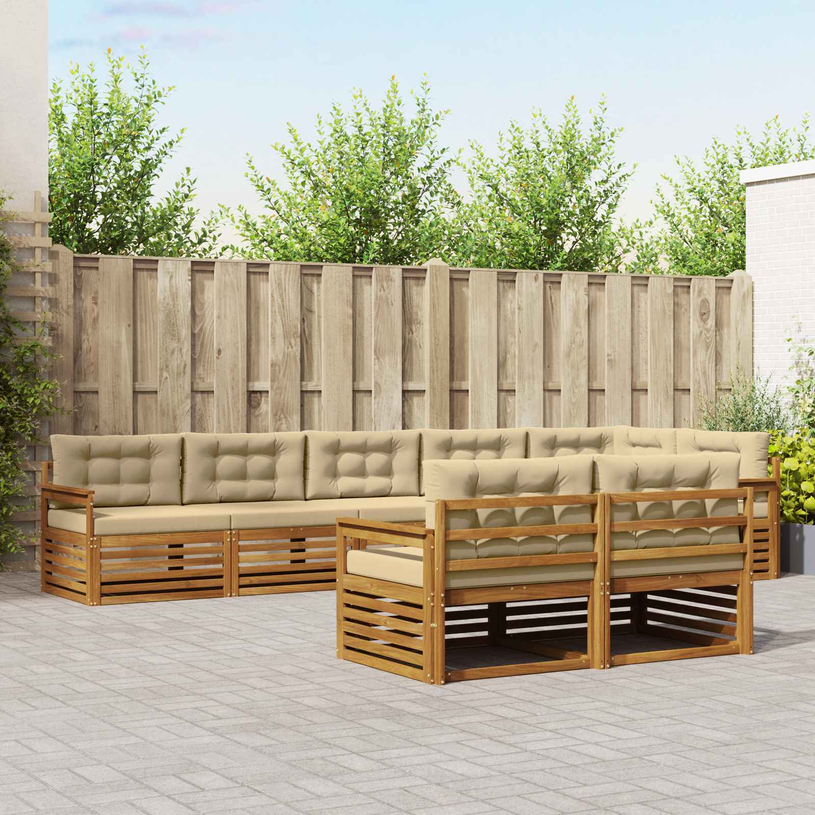 Outdoor-Sofagarnitur 8 stk. Natur und Beige
