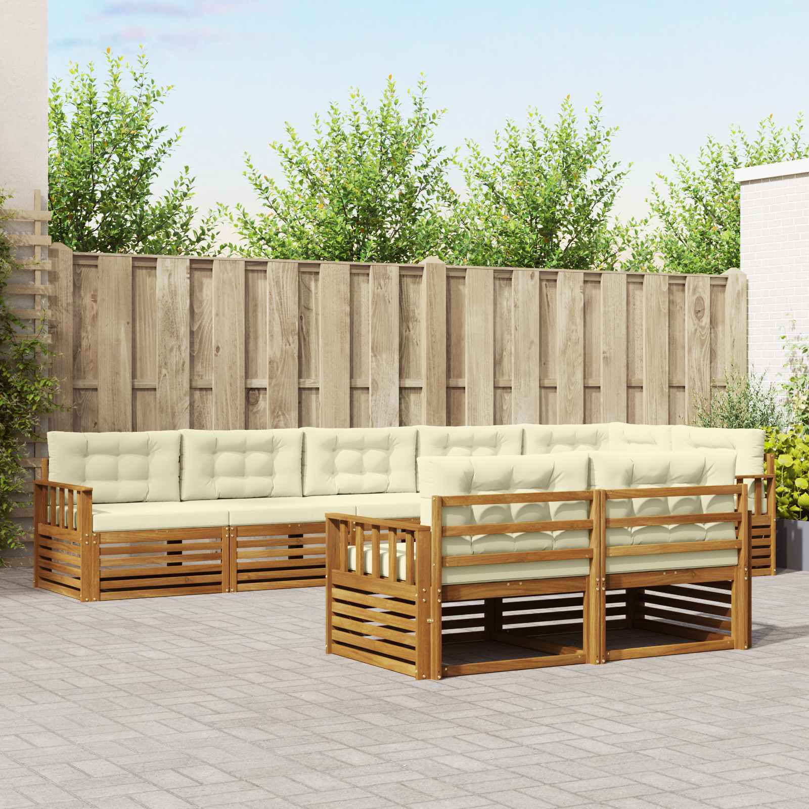 Outdoor-Sofagarnitur 8 stk. Natur und Creme