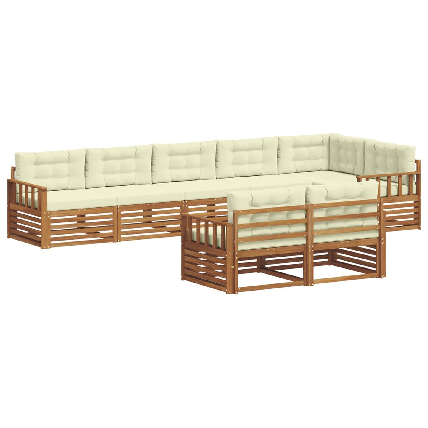 Outdoor-Sofagarnitur mit Kissen 8 pcs Natur und Creme