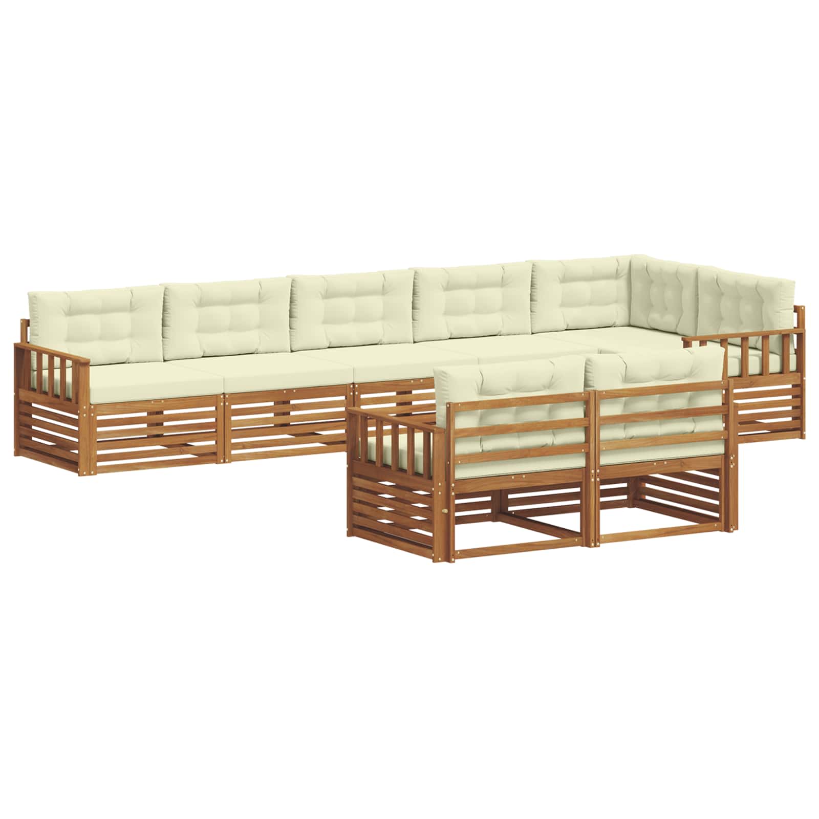 Outdoor-Sofagarnitur mit Kissen 8 pcs Natur und Creme