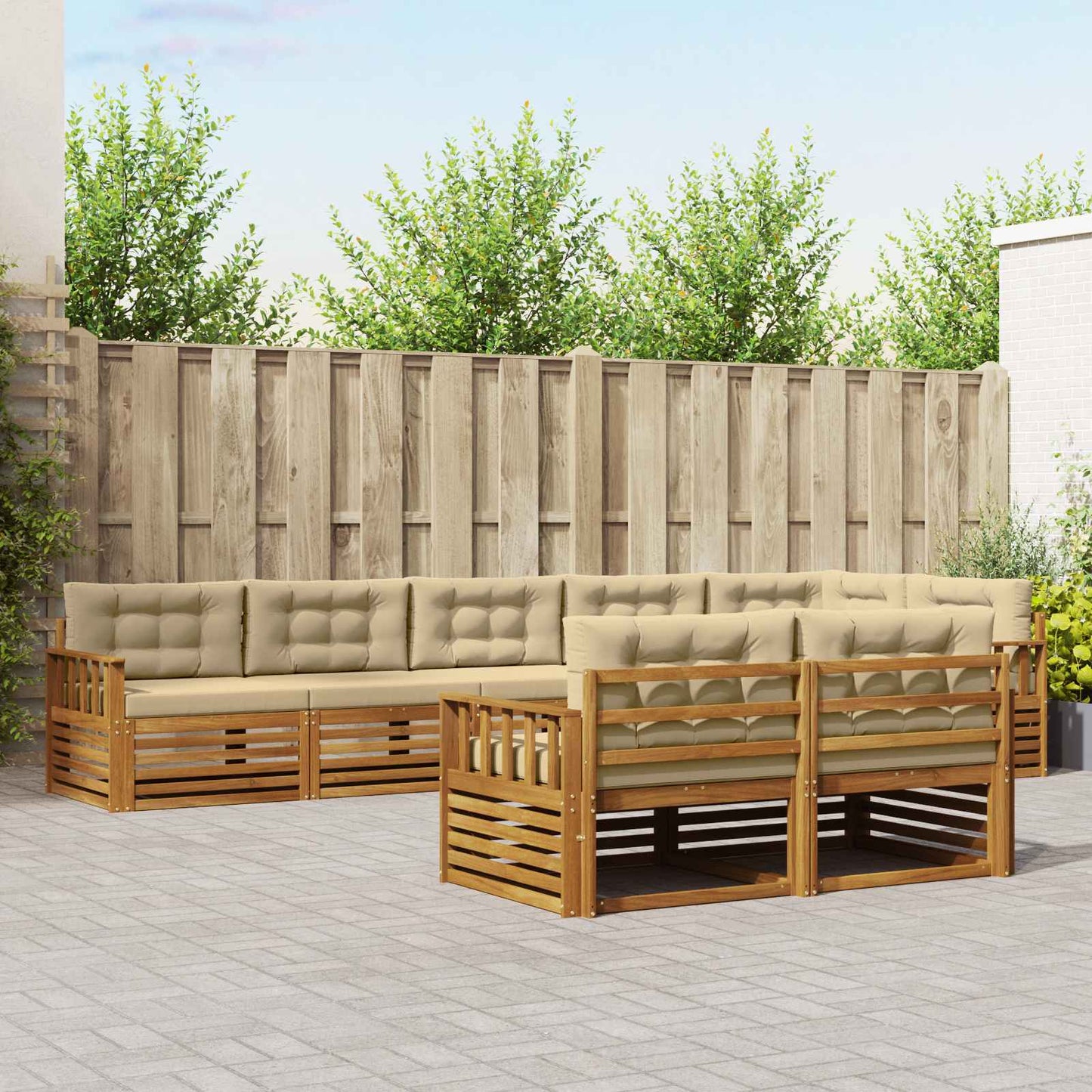 Outdoor-Sofagarnitur 8 stk. Natur und Beige