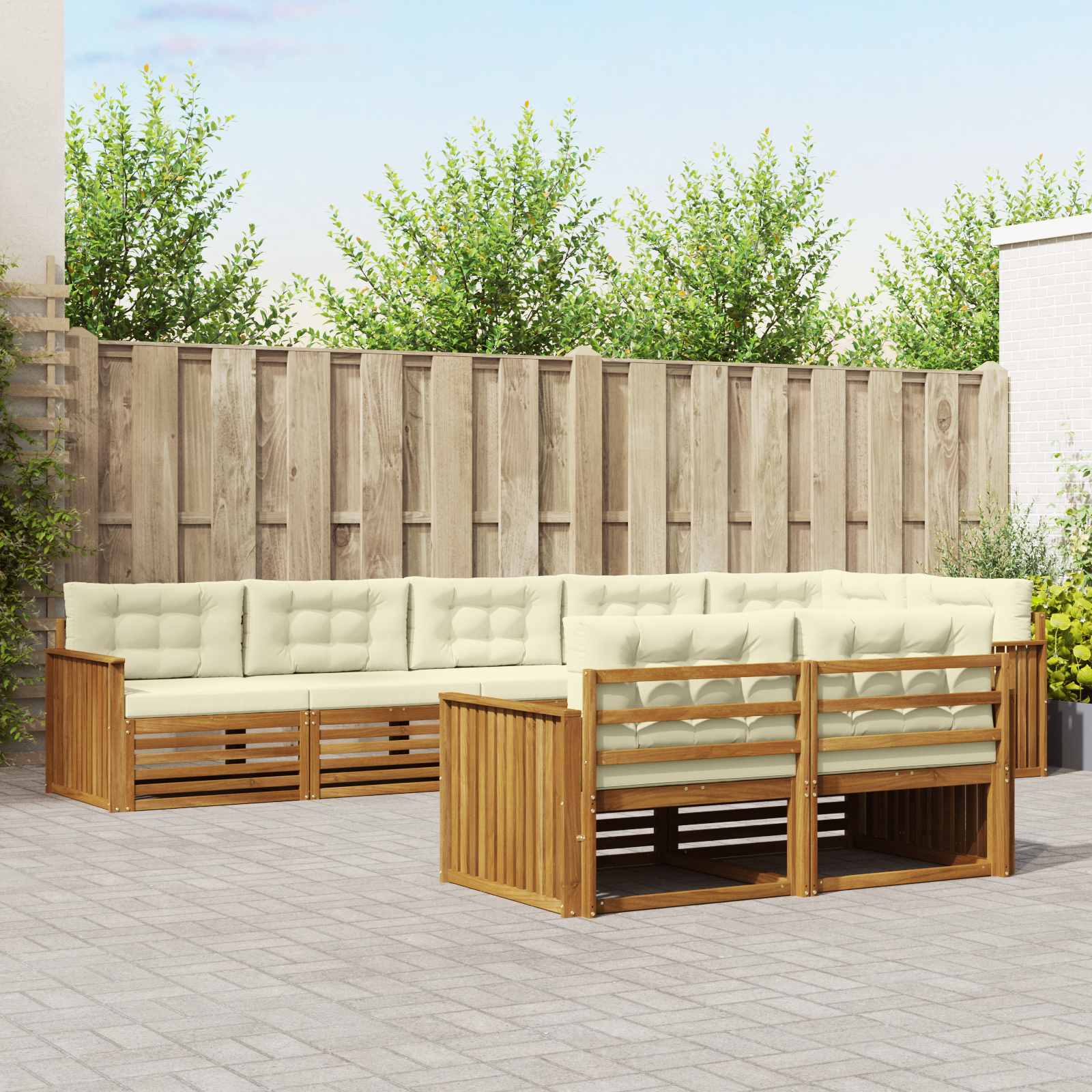 Outdoor-Sofagarnitur 8 stk. Natur und Creme