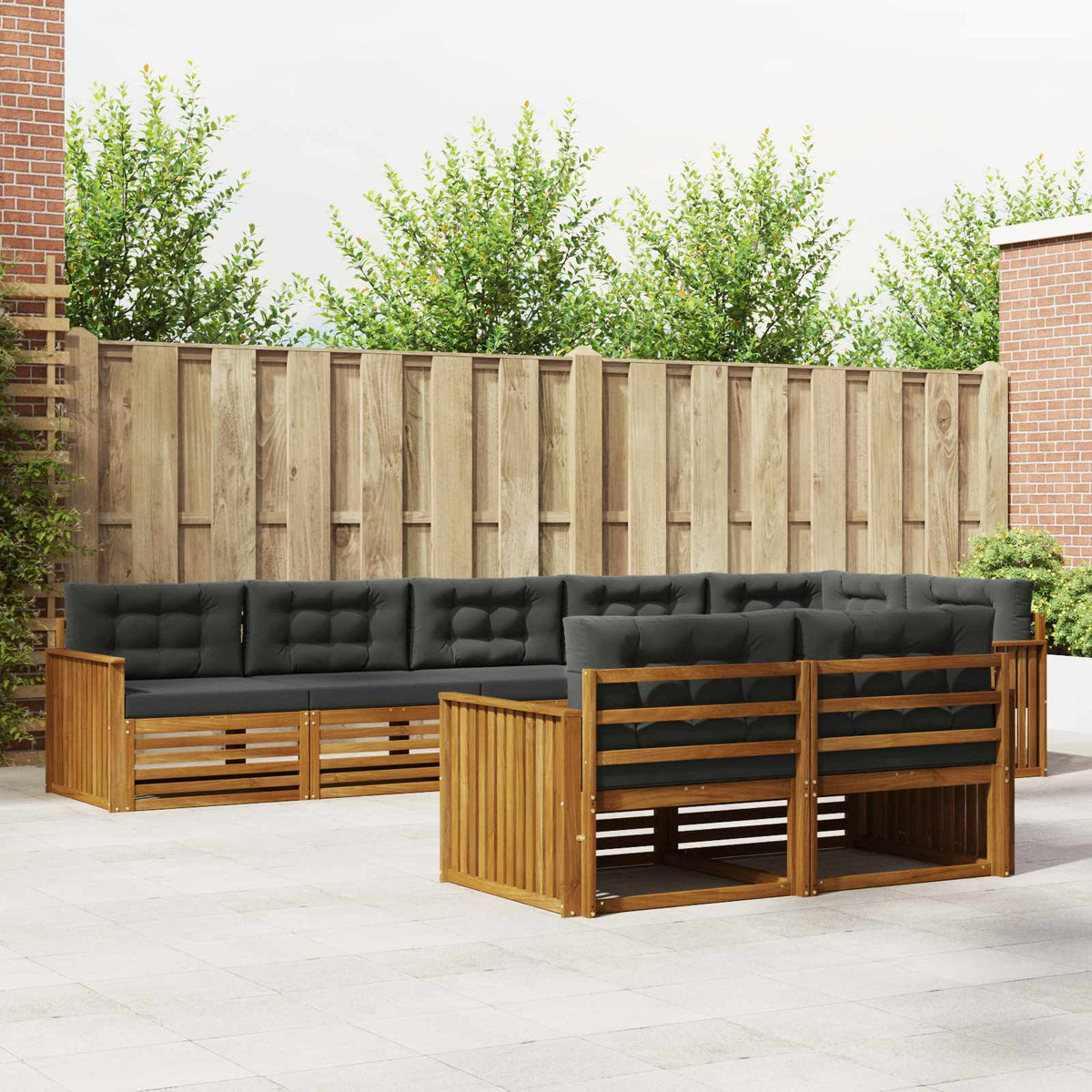 Outdoor-Sofagarnitur 8 stk. Natur und Anthrazit