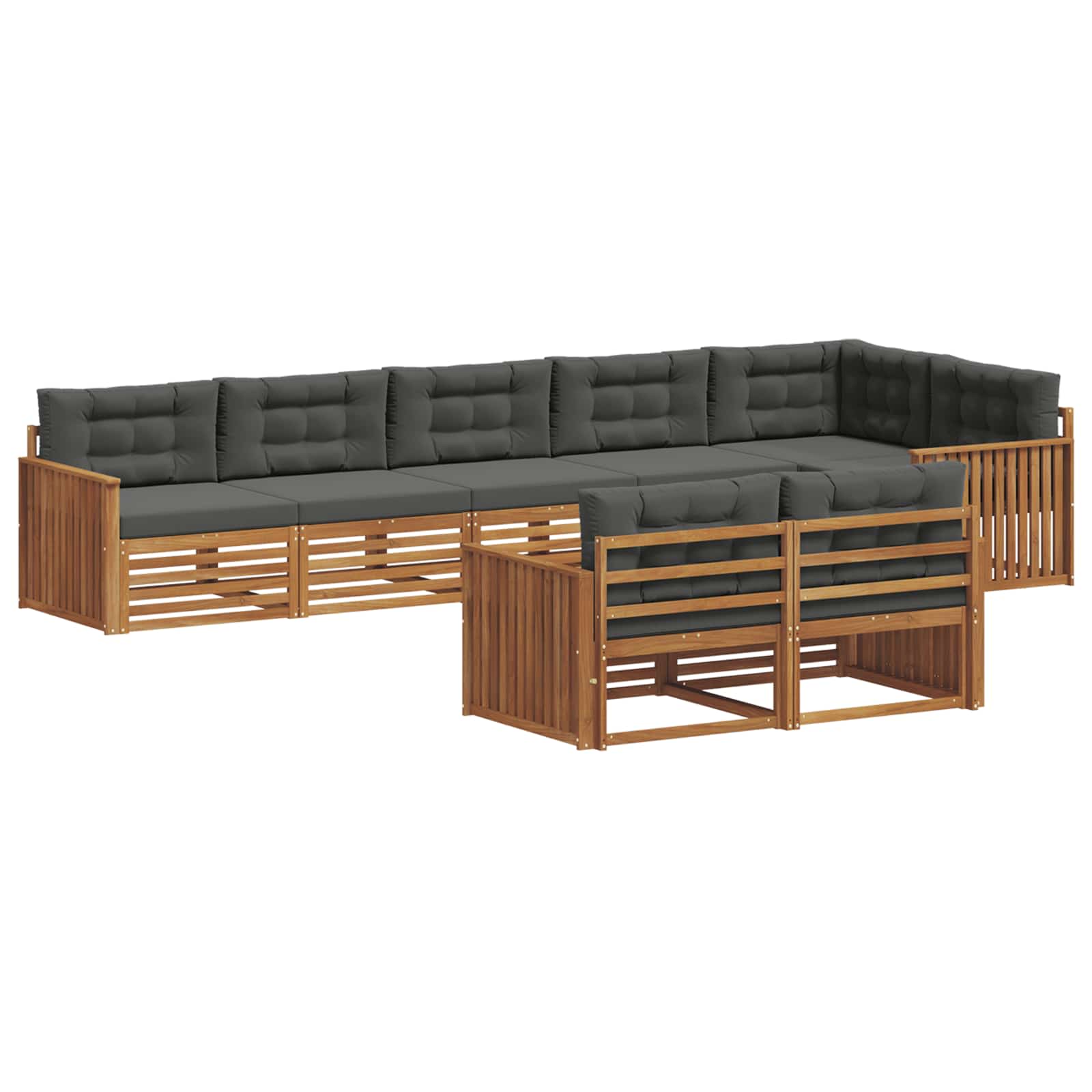 Outdoor-Sofagarnitur mit Kissen 8 pcs Natur und Anthrazit