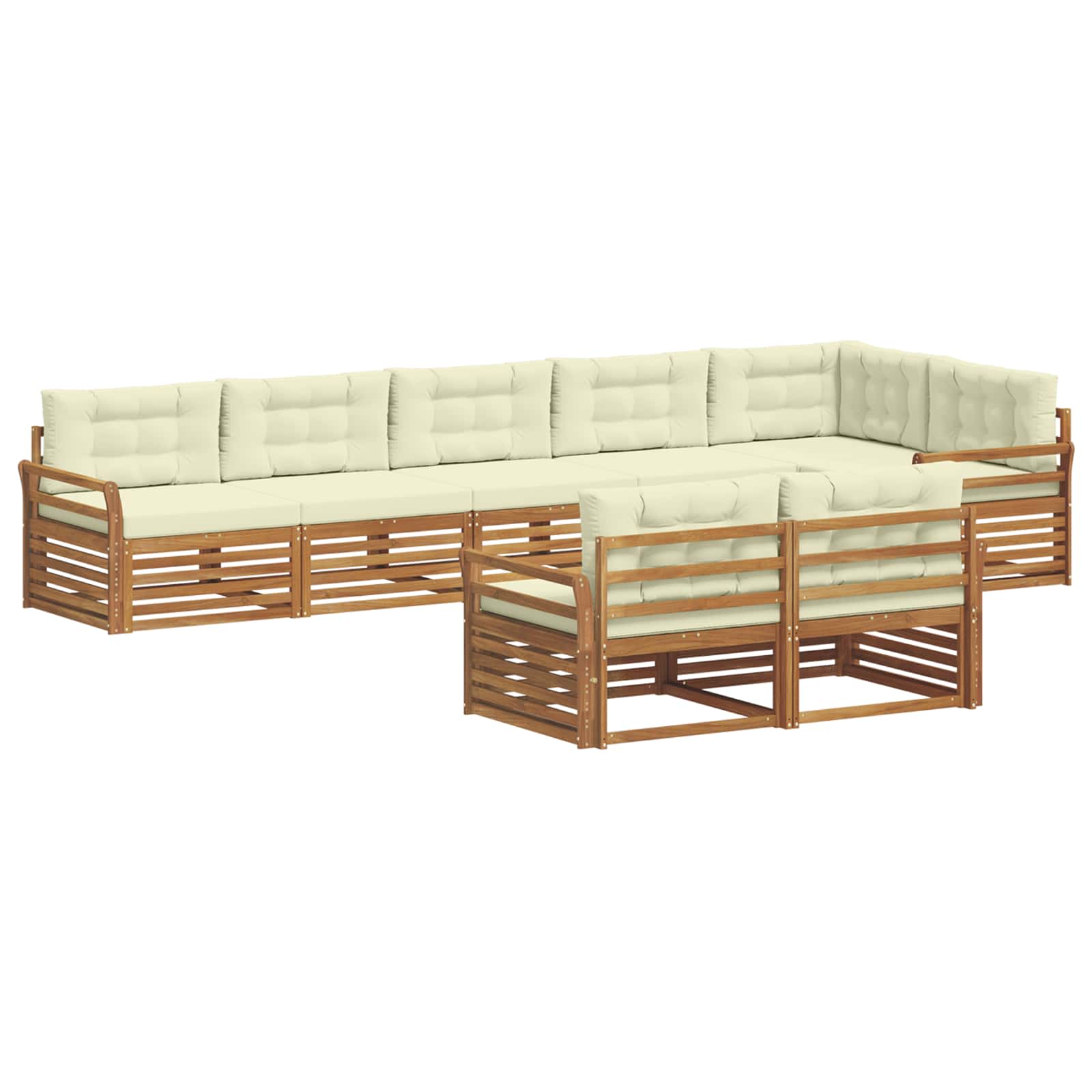 Outdoor-Sofagarnitur mit Kissen 8 pcs Natur und Creme