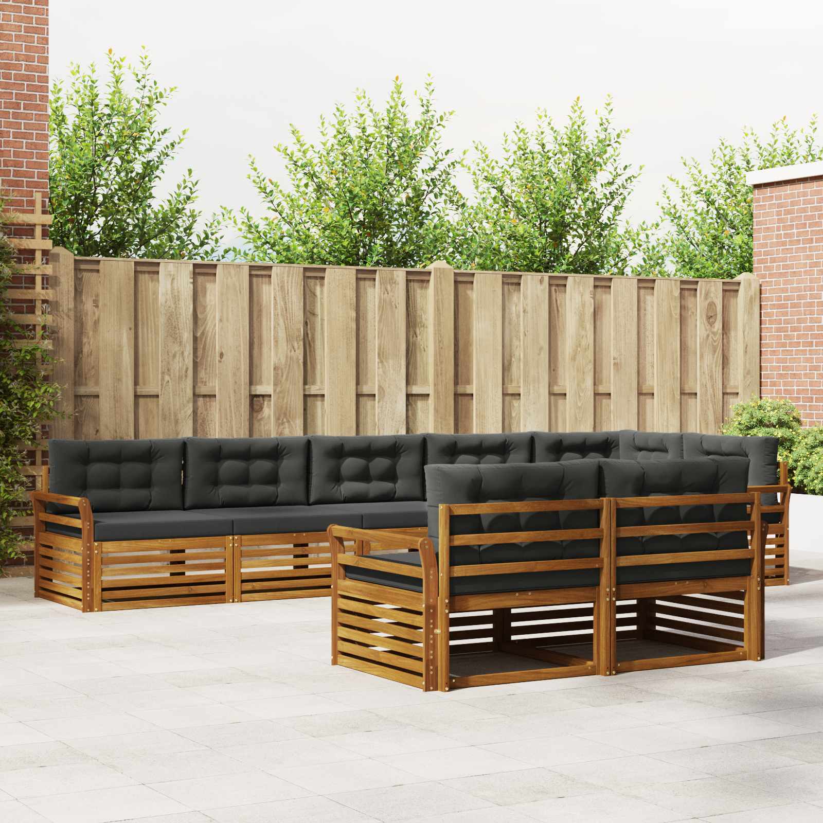 Outdoor-Sofagarnitur mit Kissen 8 pcs Natur und Anthrazit