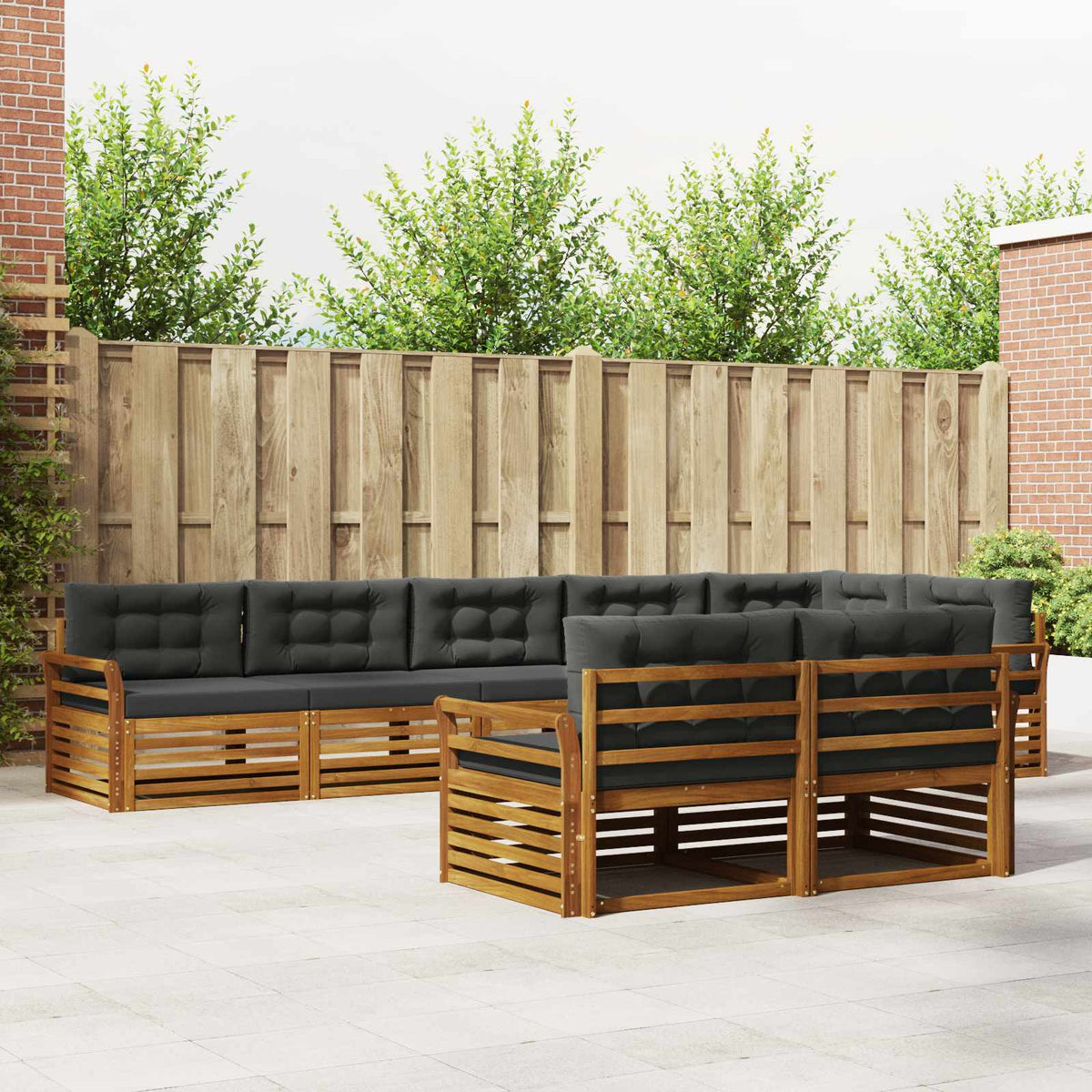 Outdoor-Sofagarnitur 8 stk. Natur und Anthrazit