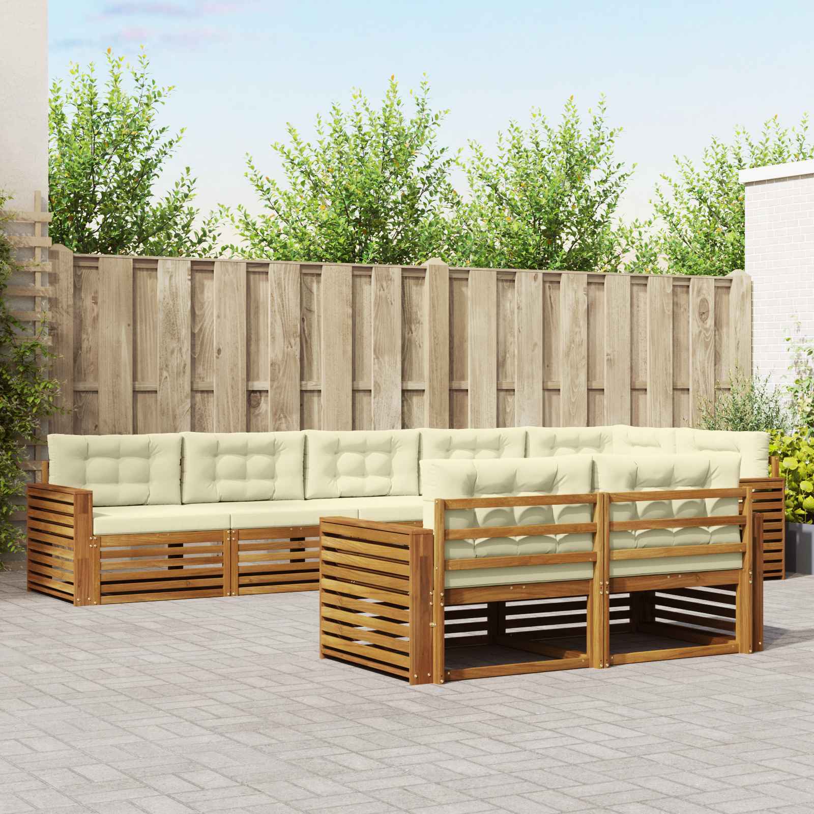 Outdoor-Sofagarnitur 8 stk. Natur und Creme