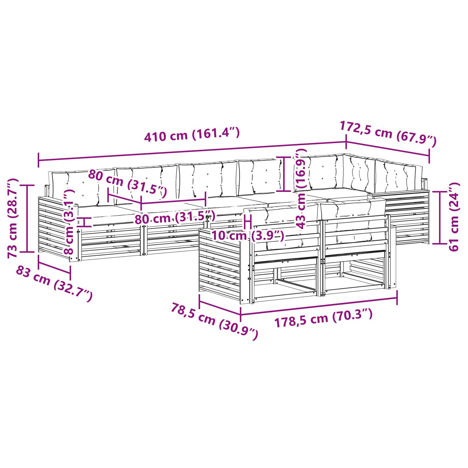 Outdoor-Sofagarnitur 8 stk. Natur und Creme